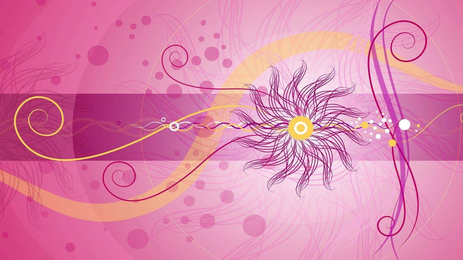 abstract floral design background, vibrant pink, swirling lines, HD Desktop Wallpaper