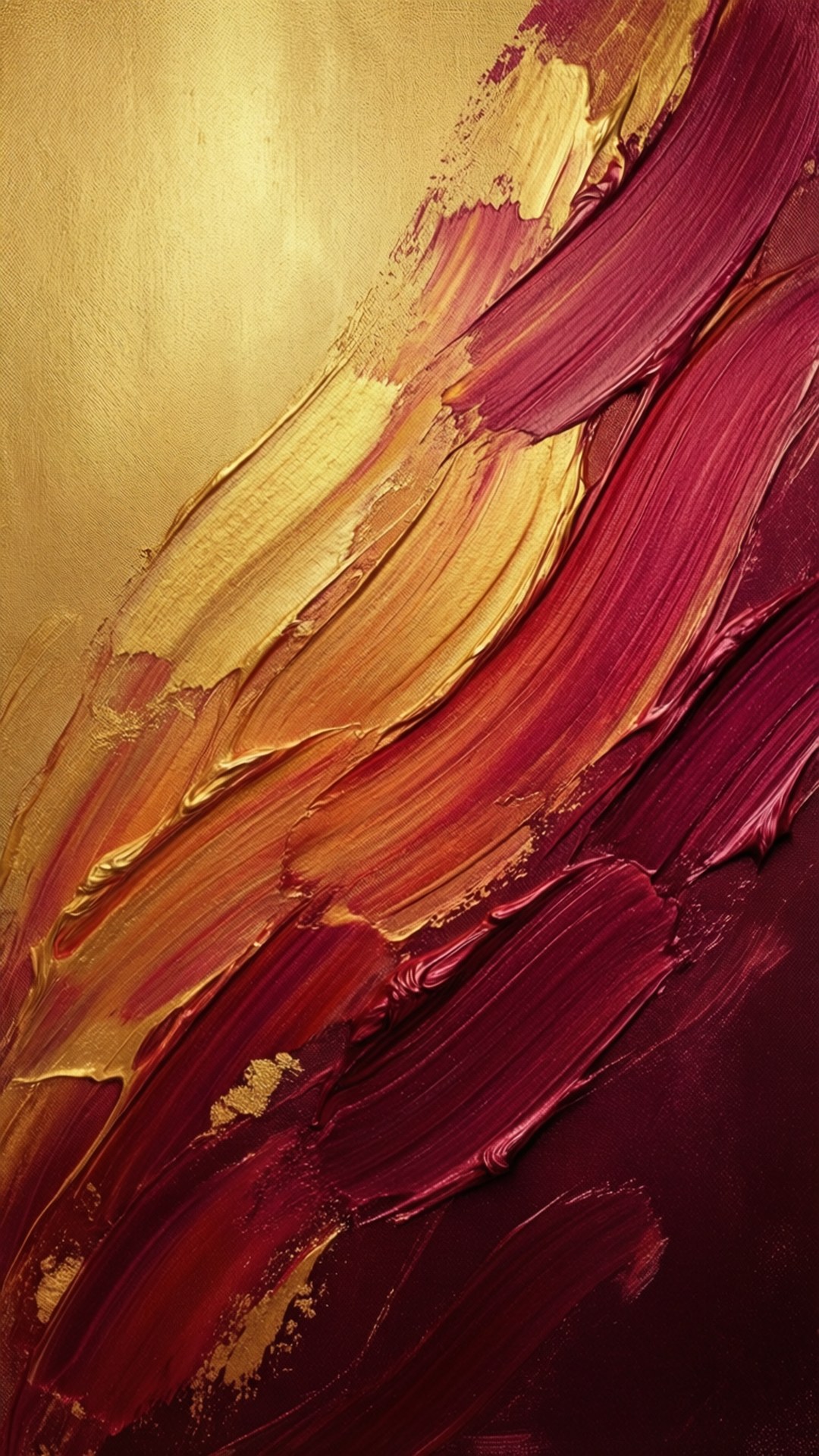 gold-to-crimson gradient, brush strokes, abstract wallpaper, Full HD Phone Wallpaper