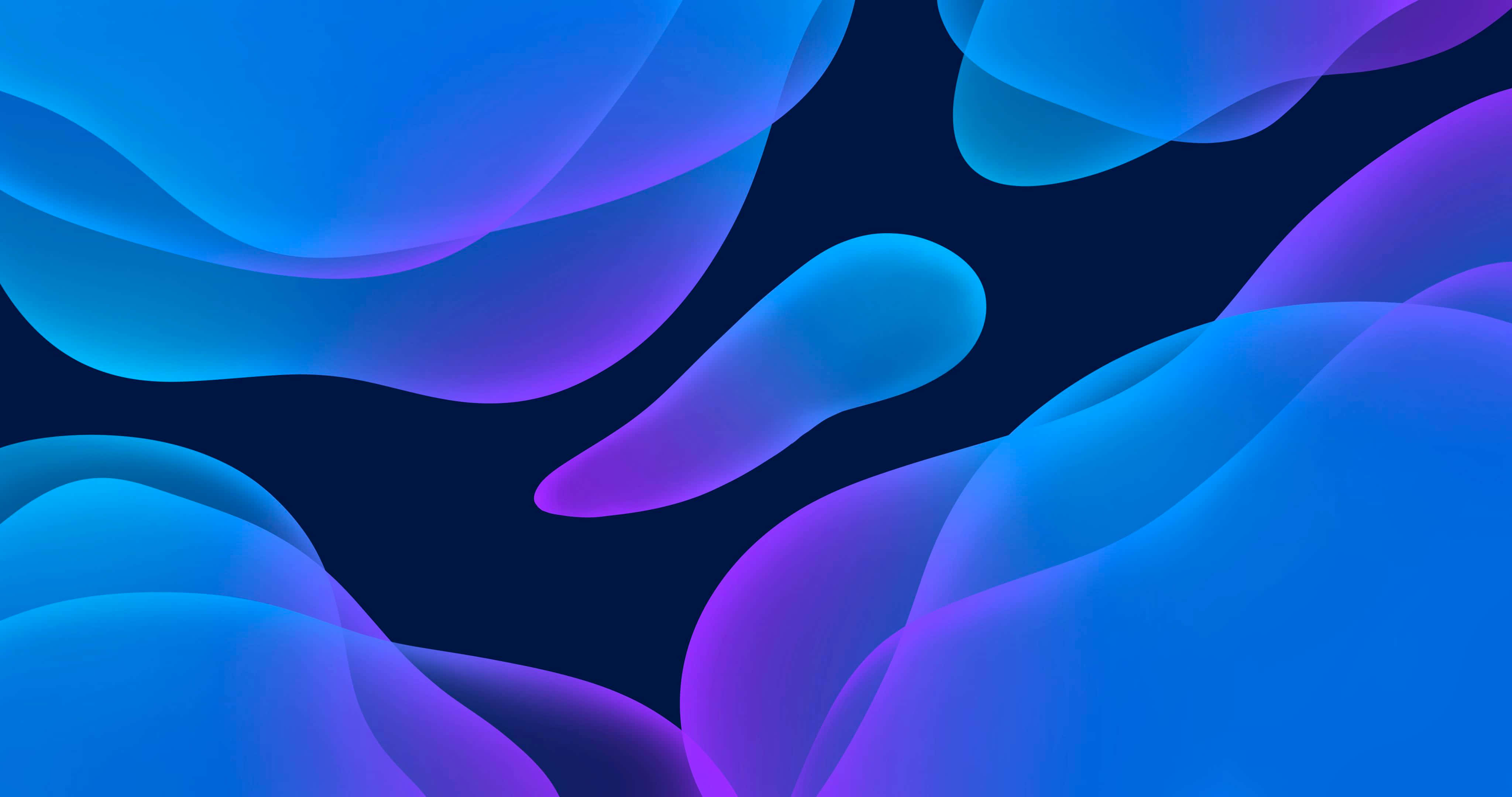 deep blue abstract gradient, glowing blue and purple liquid-like shapes, dark background, 4K Desktop Wallpaper
