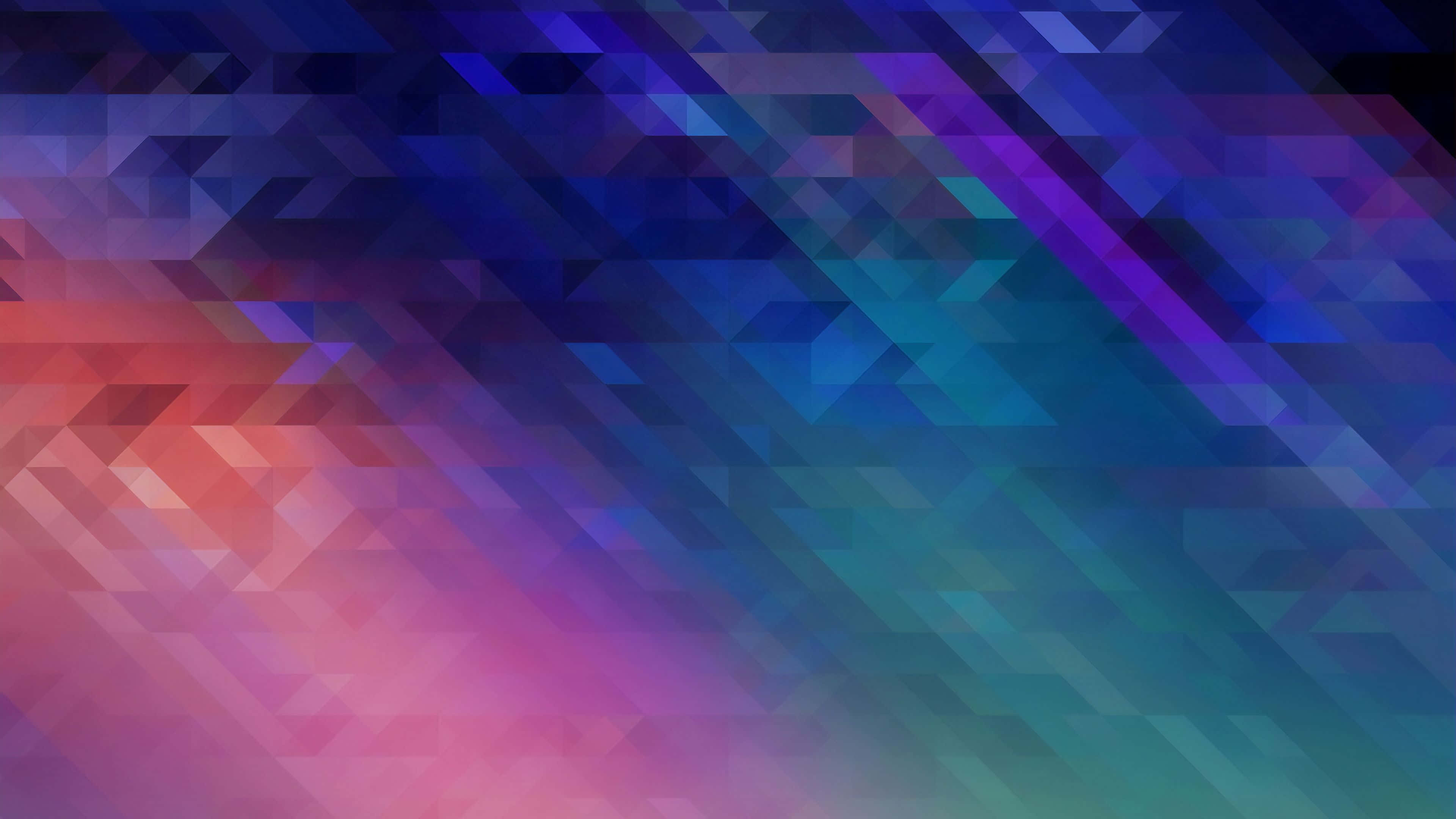 colorful triangular gradient background, overlapping triangular facets, deep blues purples and teal, 4K Desktop Wallpaper