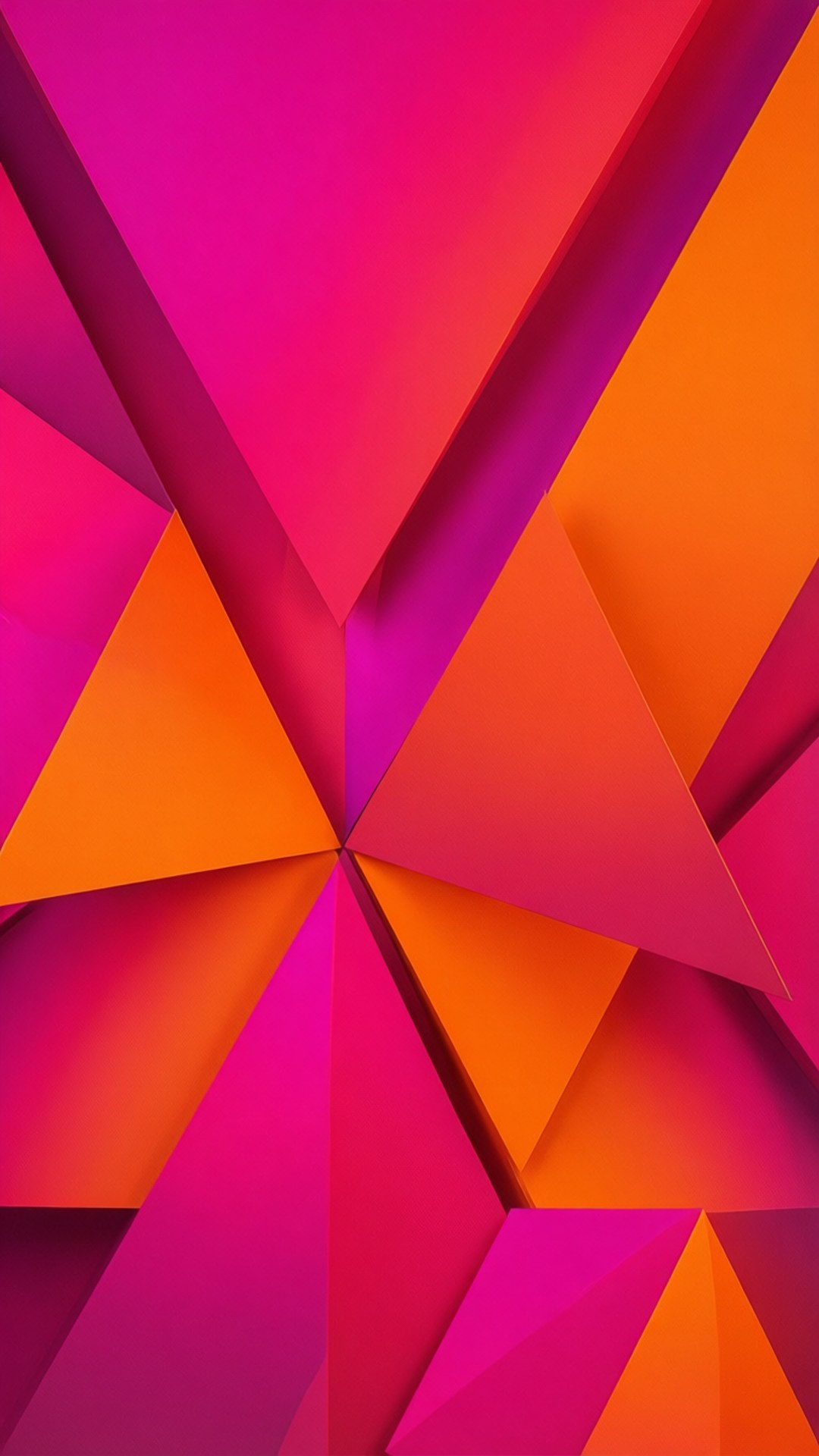 pink orange geometry, hot pink to orange gradient, geometric triangles, Full HD Phone Wallpaper
