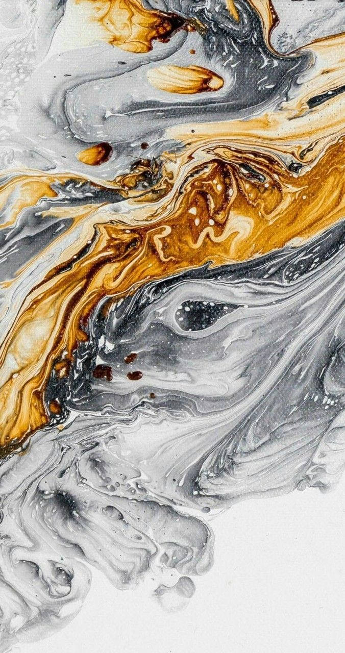 gray gold marble, gold amber, white paint, HD Phone Wallpaper