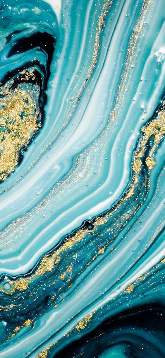 teal marble, gold glitters, abstract swirls, SD Phone Wallpaper