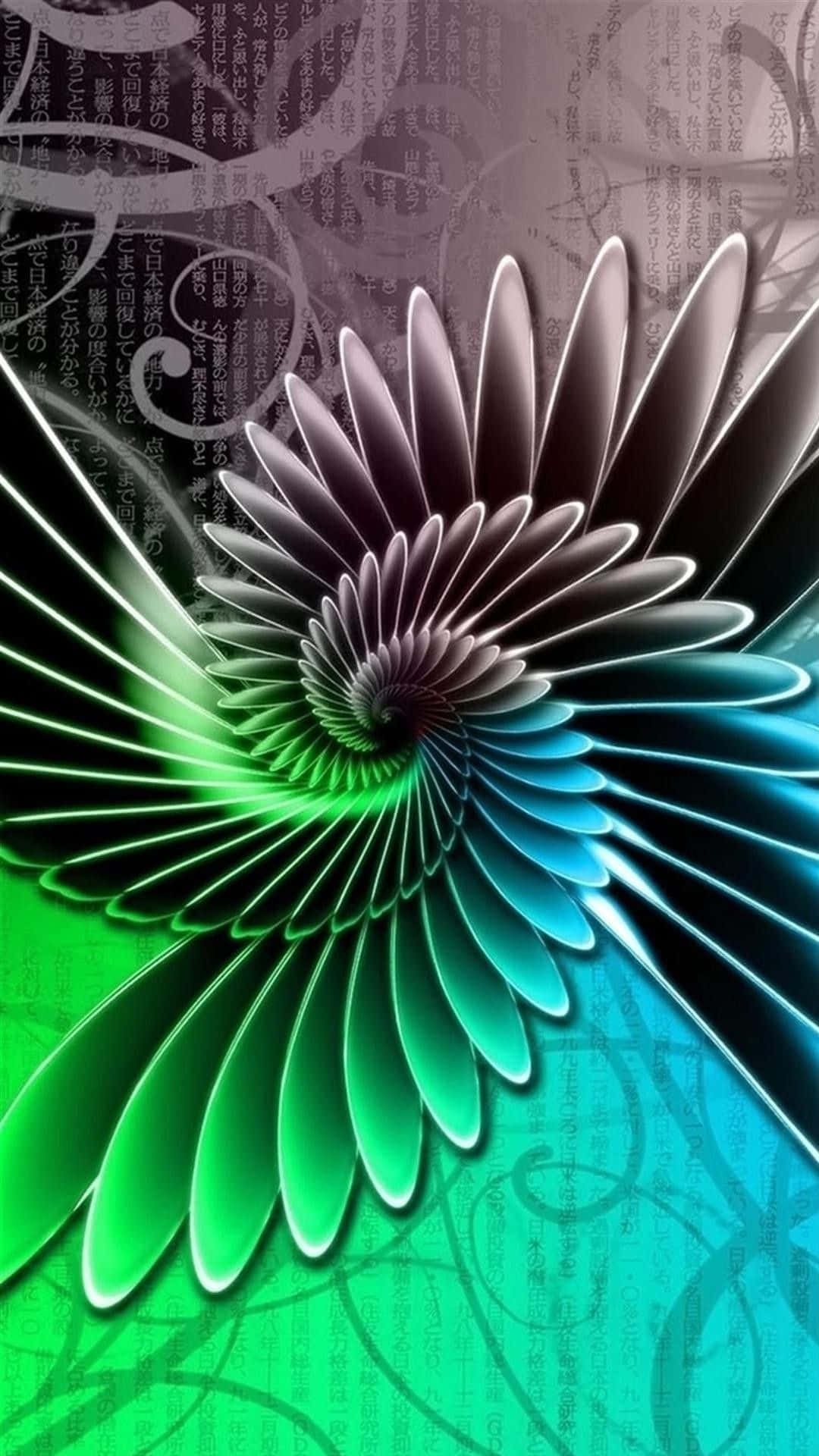 HD Spiral Abstract Phone, green and blue gradients, central vortex, Full HD Phone Wallpaper