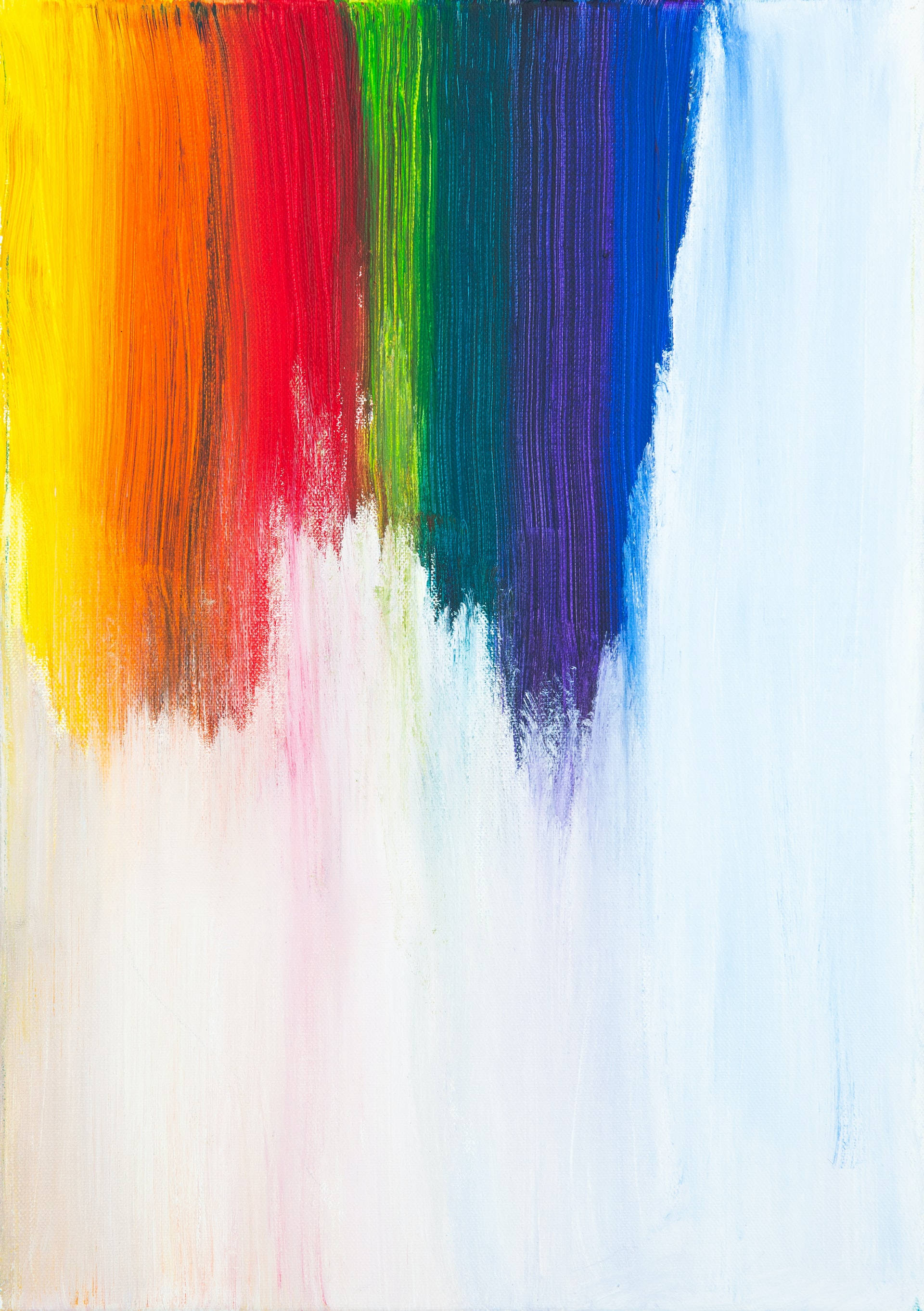 rainbow, paint strokes, white canvas, 2K Phone Wallpaper