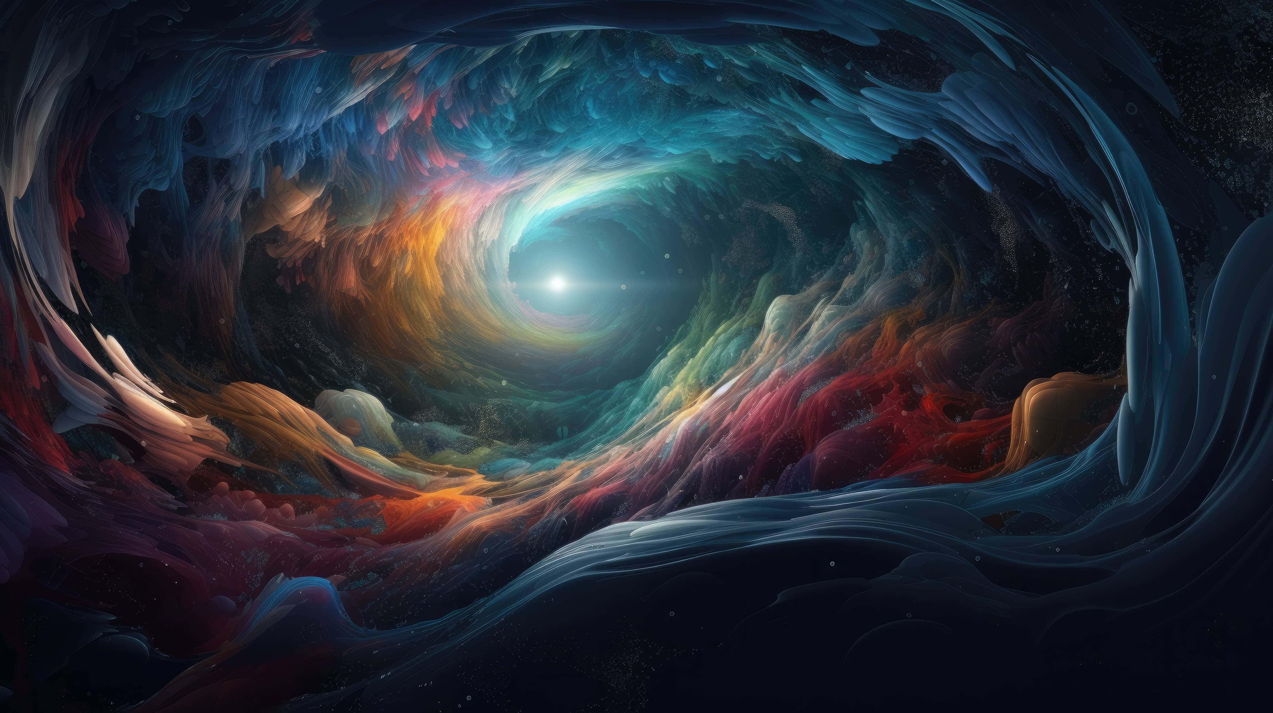 cosmic vortex, vibrant blues, reds, 4K Desktop Wallpaper