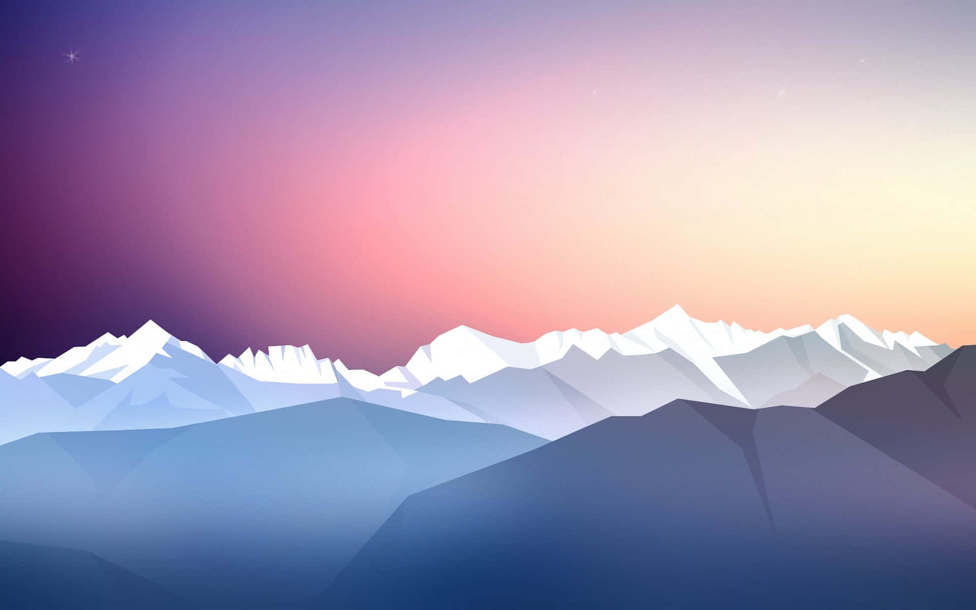 abstract mountain landscape, dusk, snow capped peaks, Full HD Desktop Wallpaper