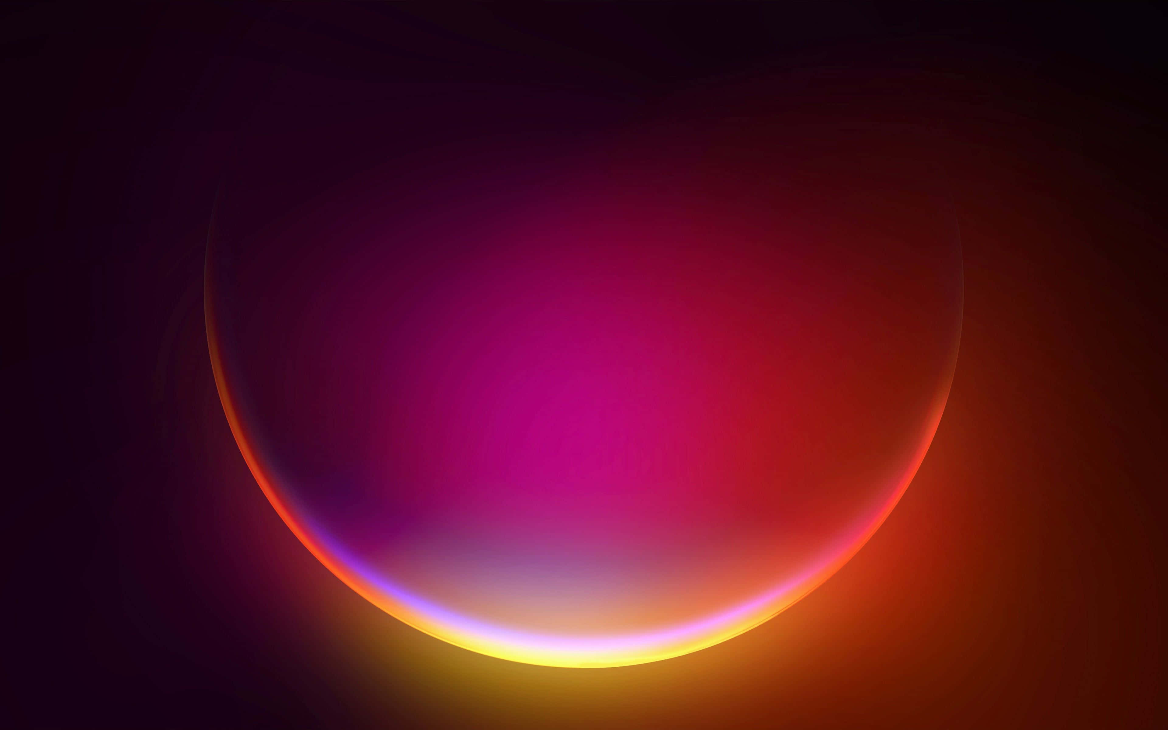 abstract eclipse illusion background, glowing semi-spherical orb, vibrant magenta and orange hues, 4K Desktop Wallpaper