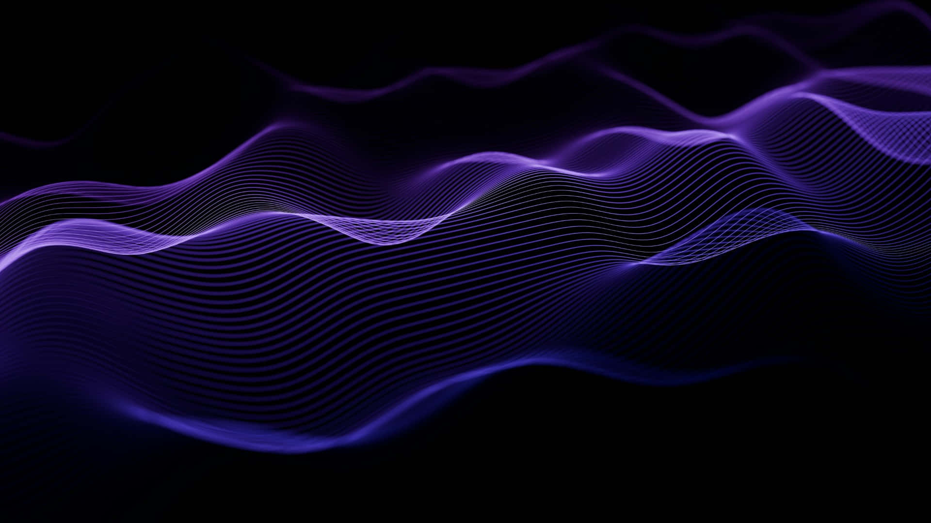 abstract purple light waves, deep black background, futuristic digital wave pattern, Full HD Desktop Wallpaper