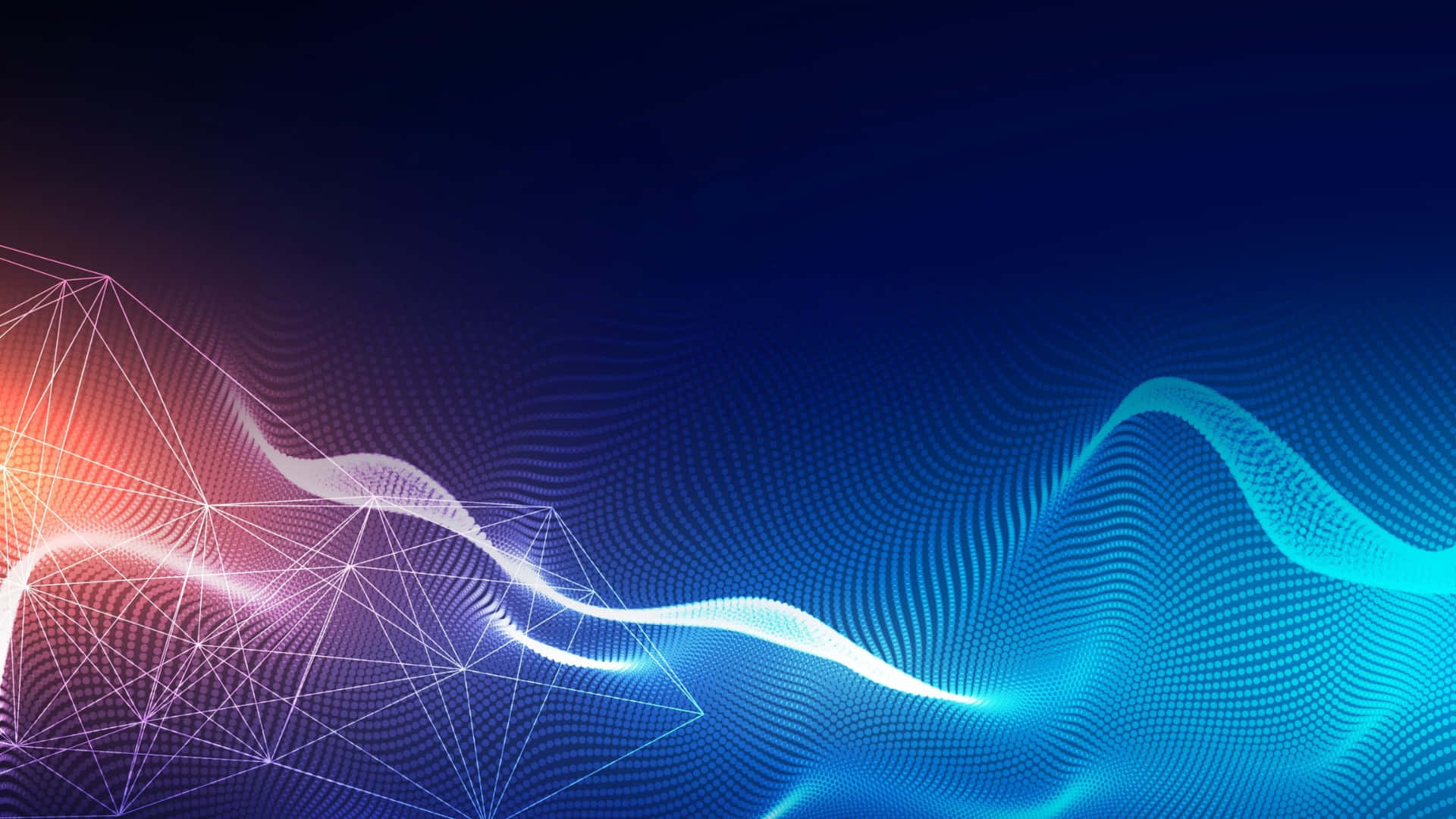 abstract light wave flow, gradient blue background, glowing geometric lines, Full HD Desktop Wallpaper