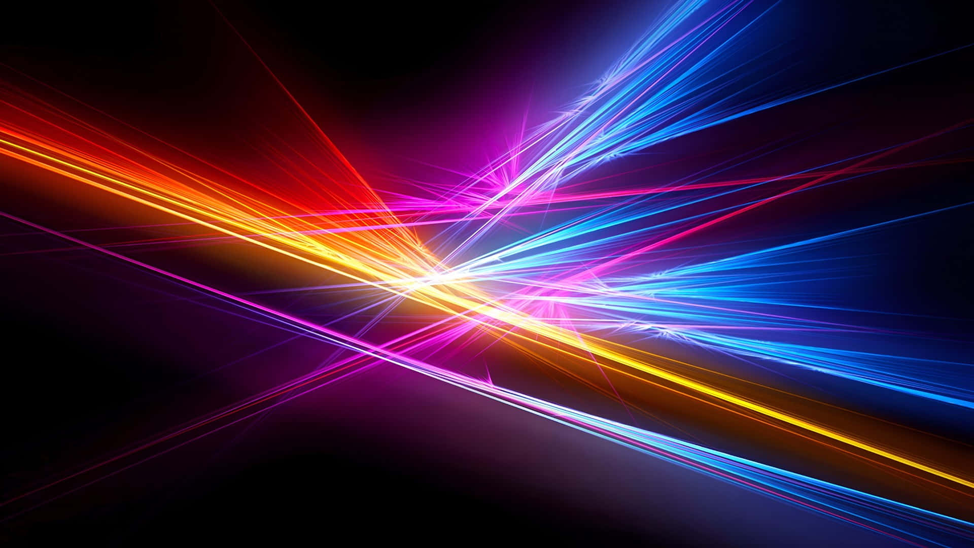neon streaks, red blue and yellow, black void, Full HD Desktop Wallpaper