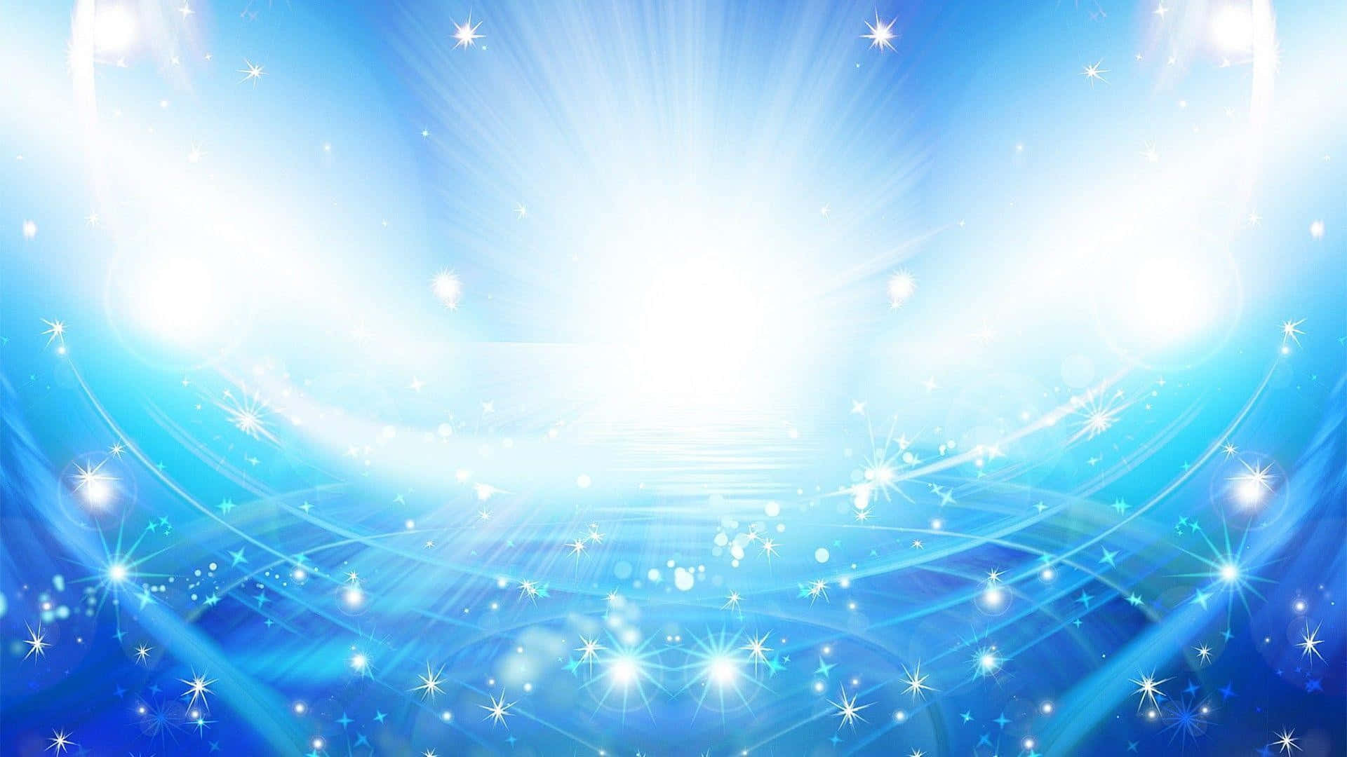 abstract blue light burst, radiant blue cosmic background, glowing stars, Full HD Desktop Wallpaper