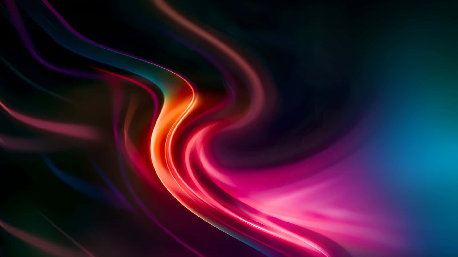 Abstract Light Flow, neon ribbons, orange pink, Full HD Desktop Wallpaper