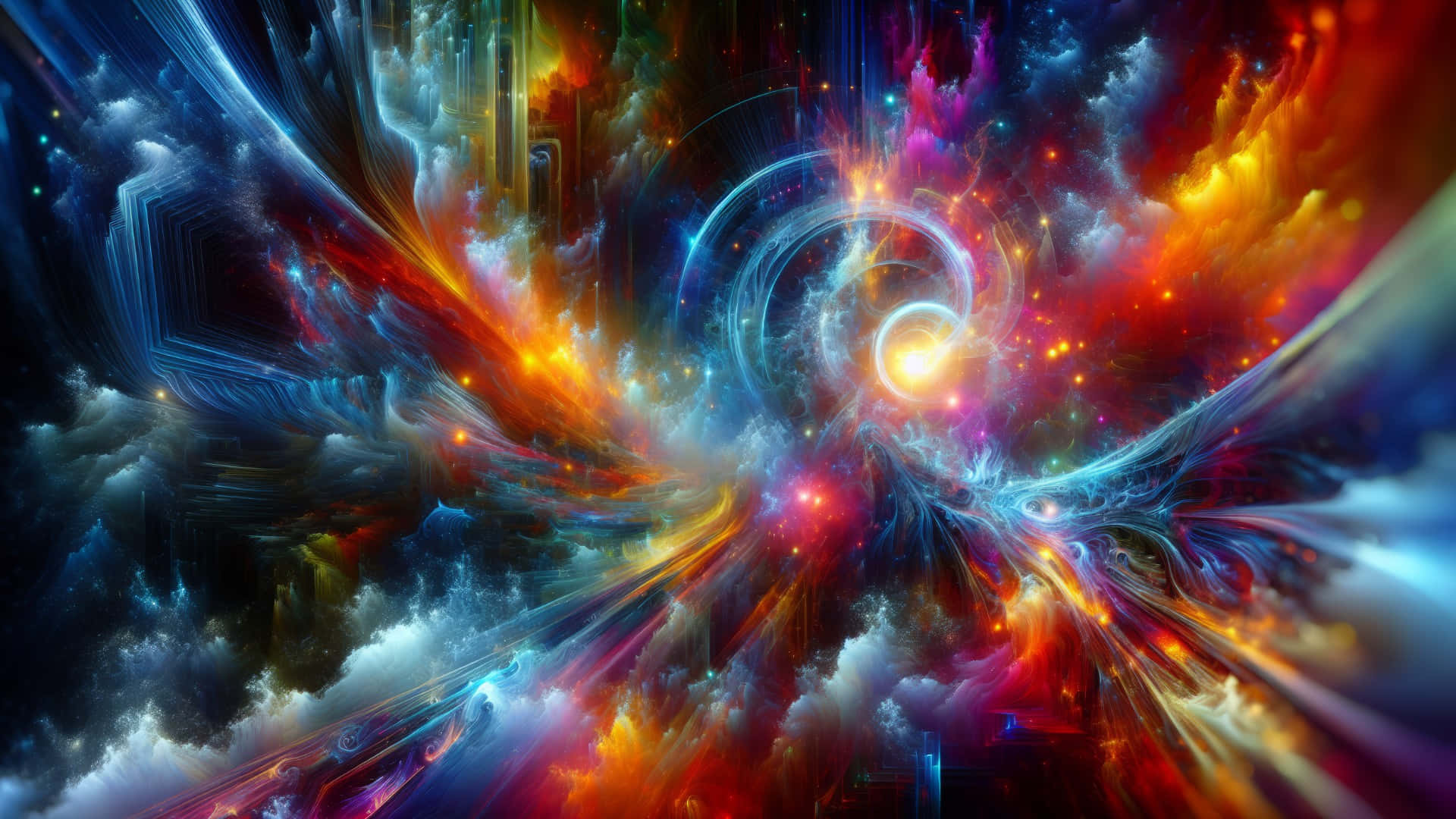 cosmic nebula, electric blues, fiery reds, Full HD Desktop Wallpaper