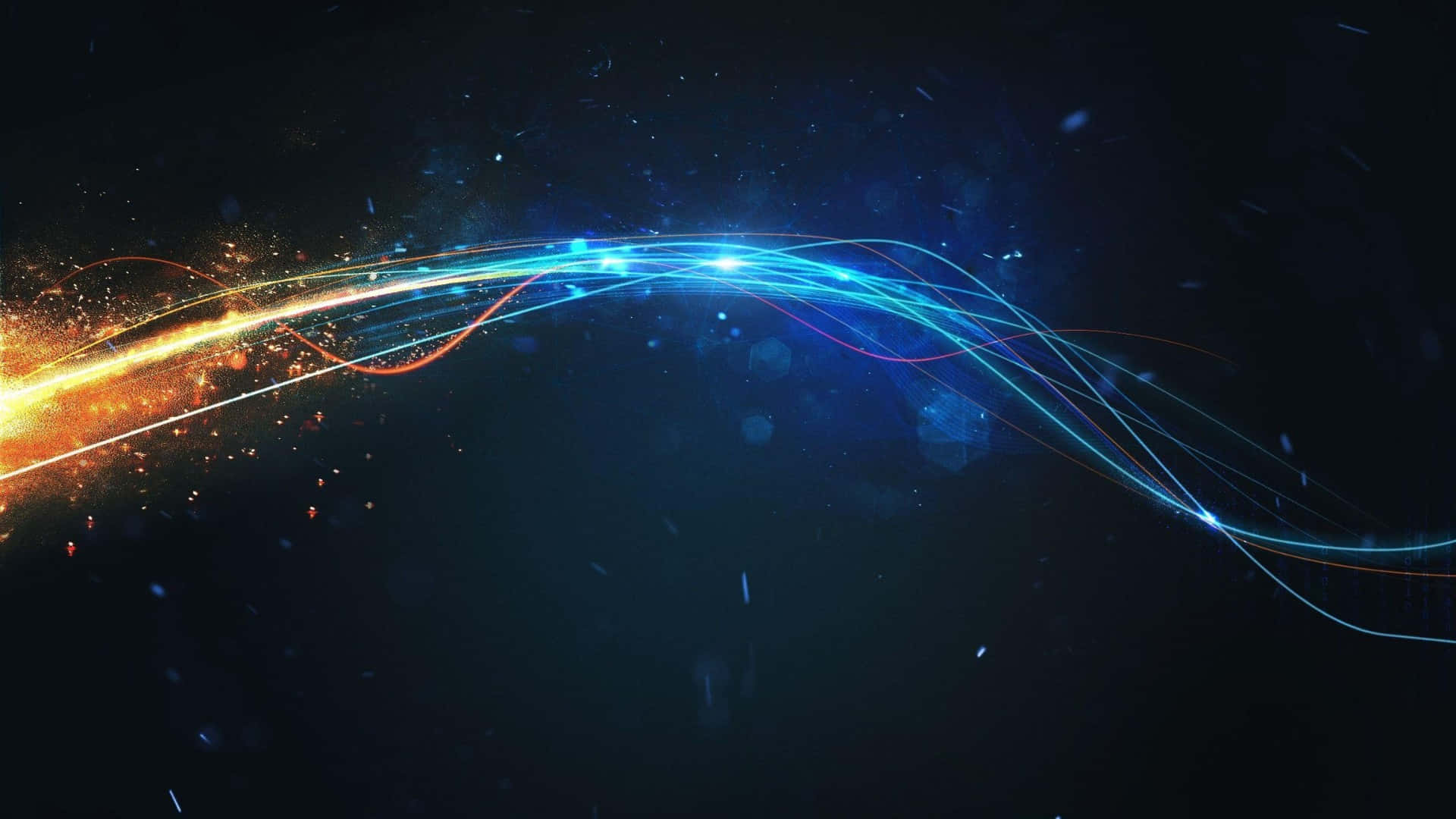abstract light energy flow, vibrant blue, gold light trails, Full HD Desktop Wallpaper