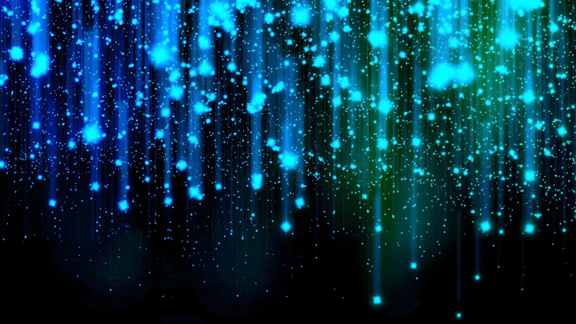 abstract blue light rain, vibrant blue, green glowing particles, Full HD Desktop Wallpaper