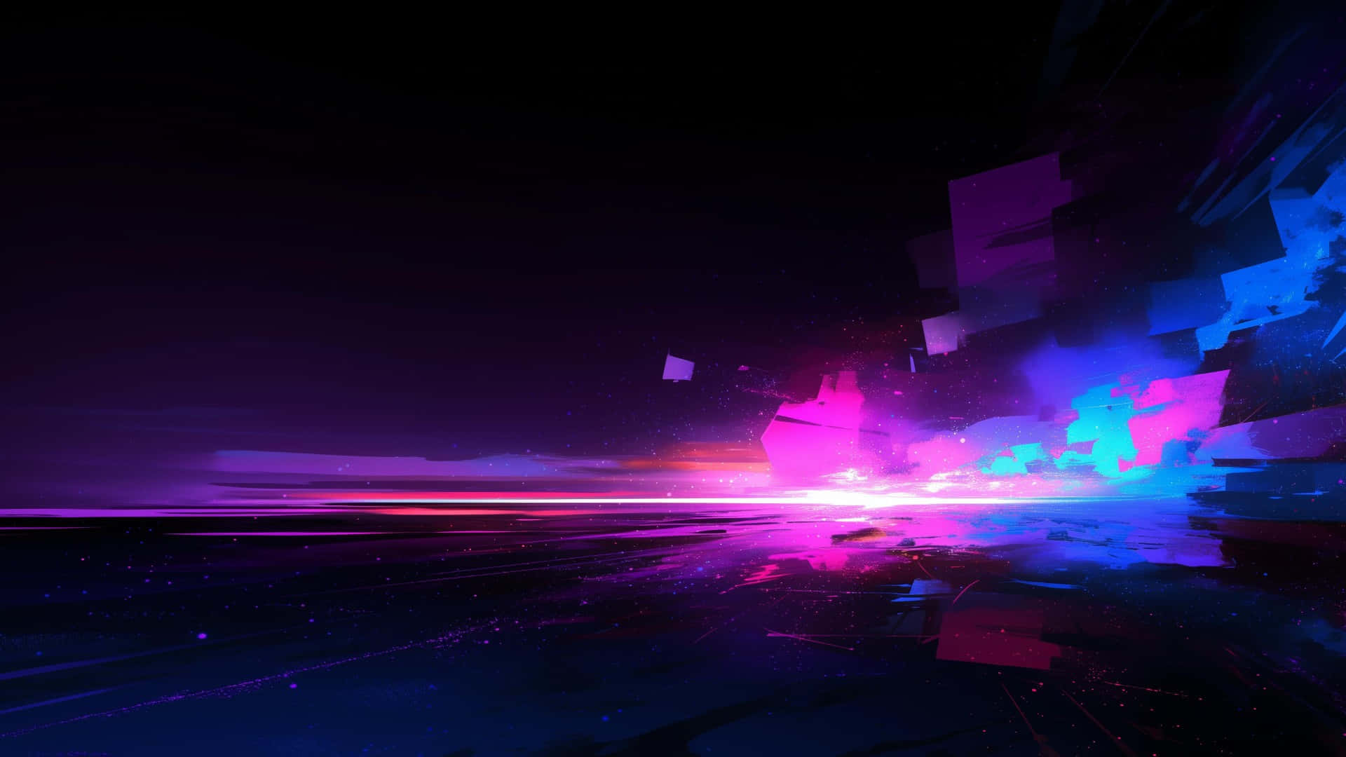 neon purple, neon blue, geometric shards, Full HD Desktop Wallpaper