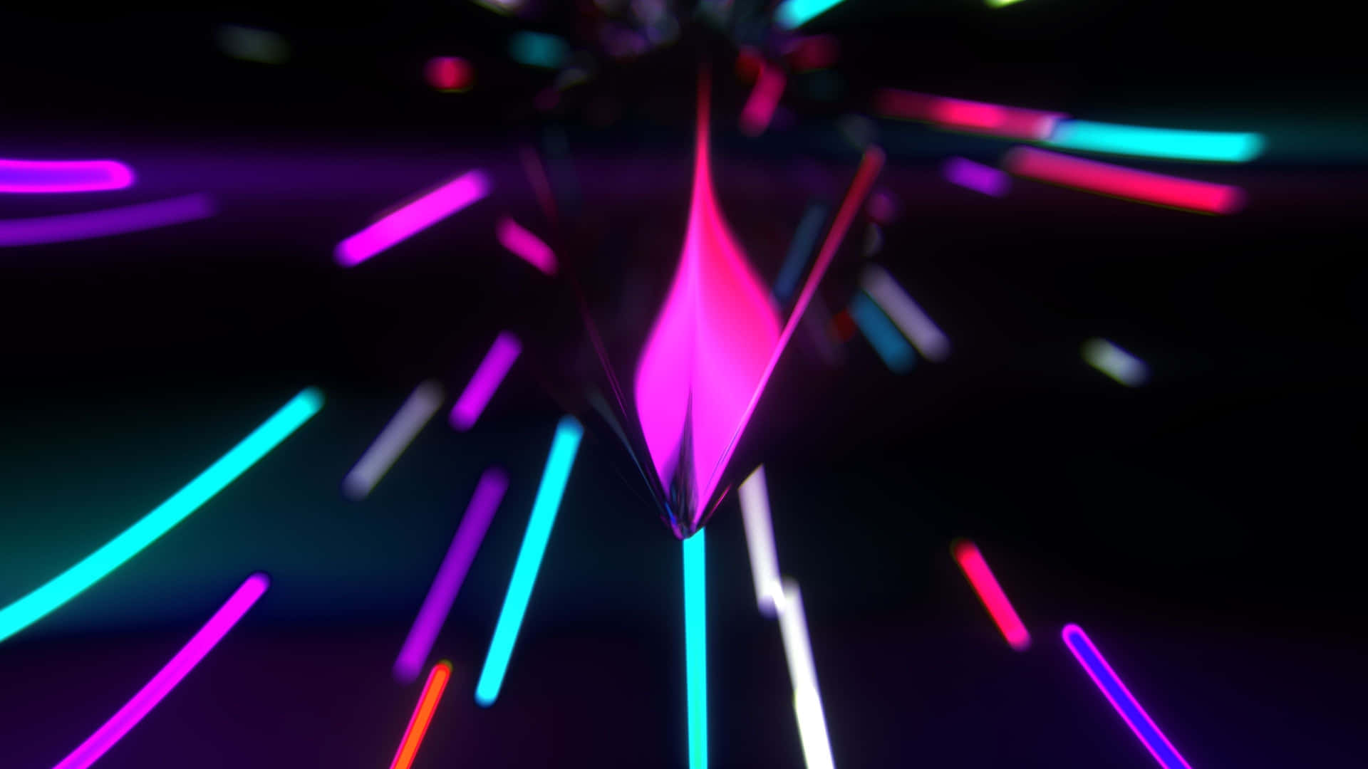 neon pink, cyan streaks, sharp pink geometric centerpiece, Full HD Desktop Wallpaper