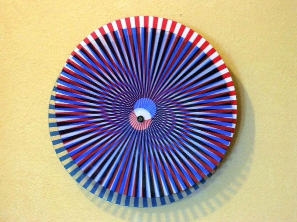 kinetic art, circular optical illusion, red blue and white stripes, SD Desktop Wallpaper