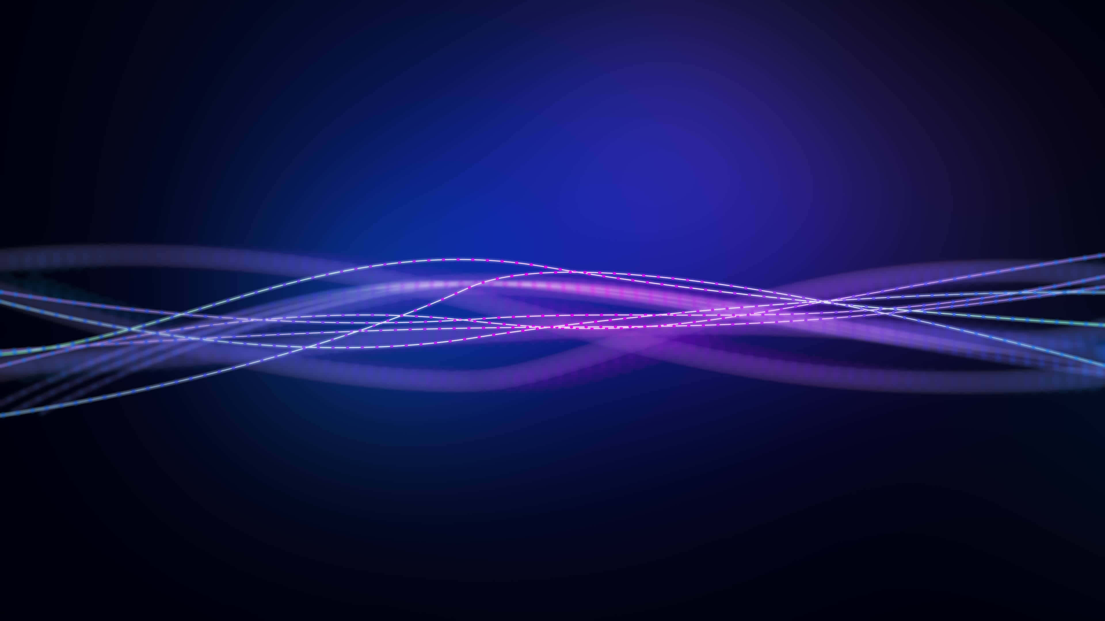 glowing purple and blue light waves, deep cosmic blue gradient background, abstract light waves motion, 4K Desktop Wallpaper