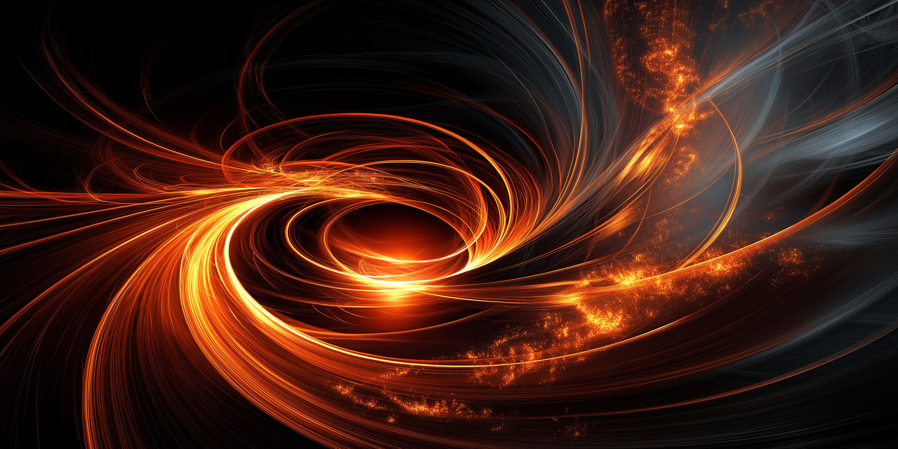 fiery vortex, light trails, spiral dynamically, 2K Desktop Wallpaper