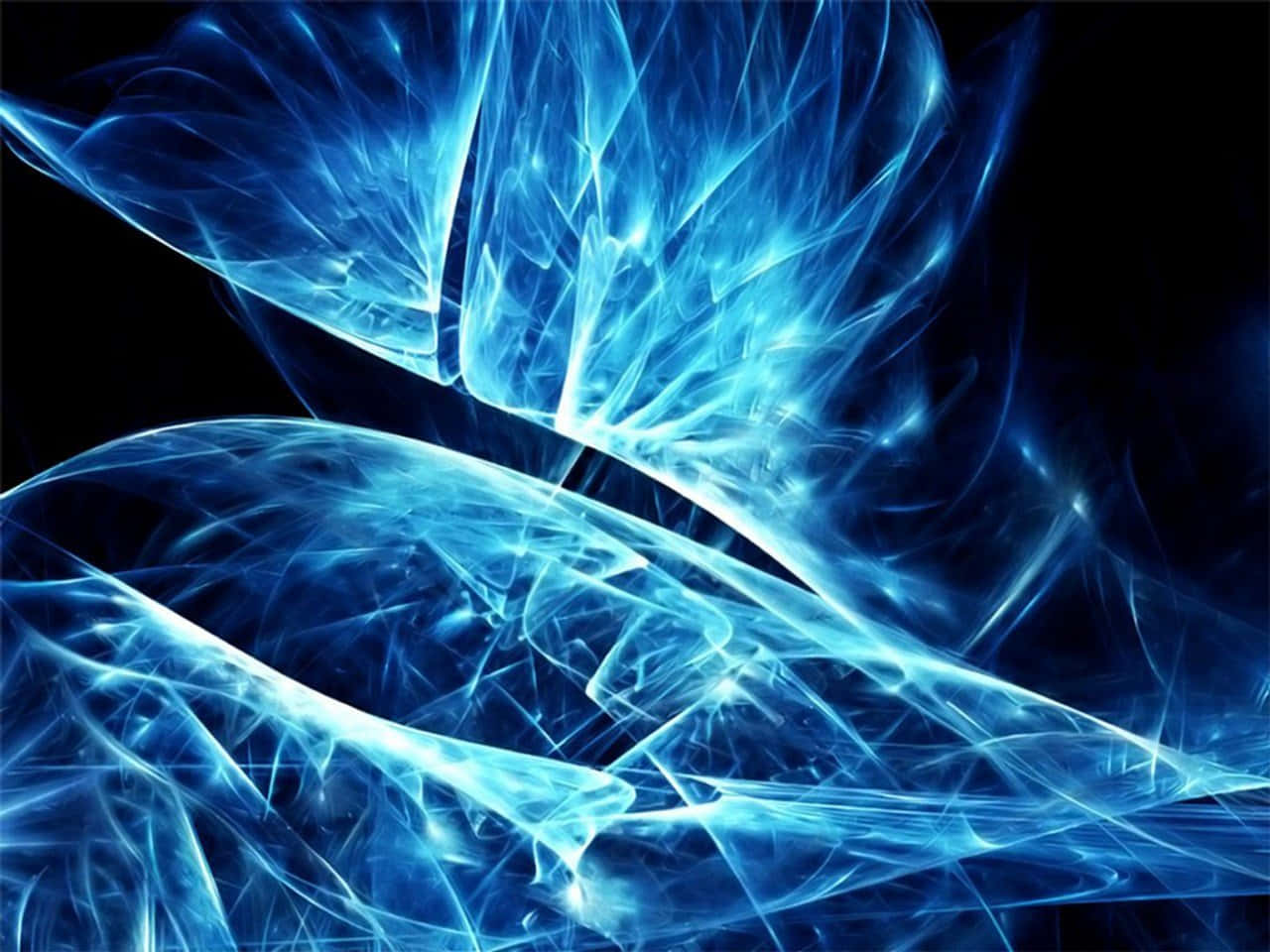 ethereal blue, fractal energy, deep black background, HD Desktop Wallpaper