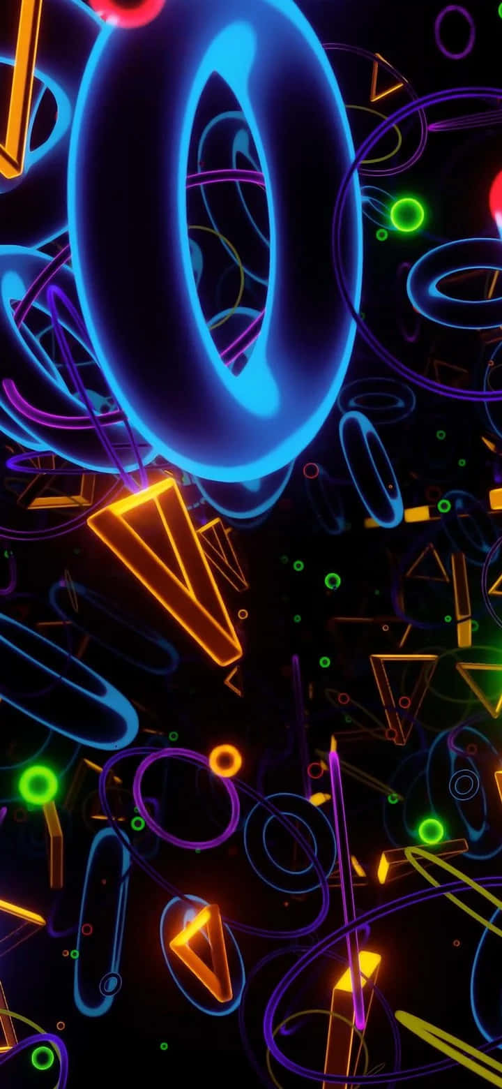 neon, geometric shapes, glowing circles, HD Phone Wallpaper