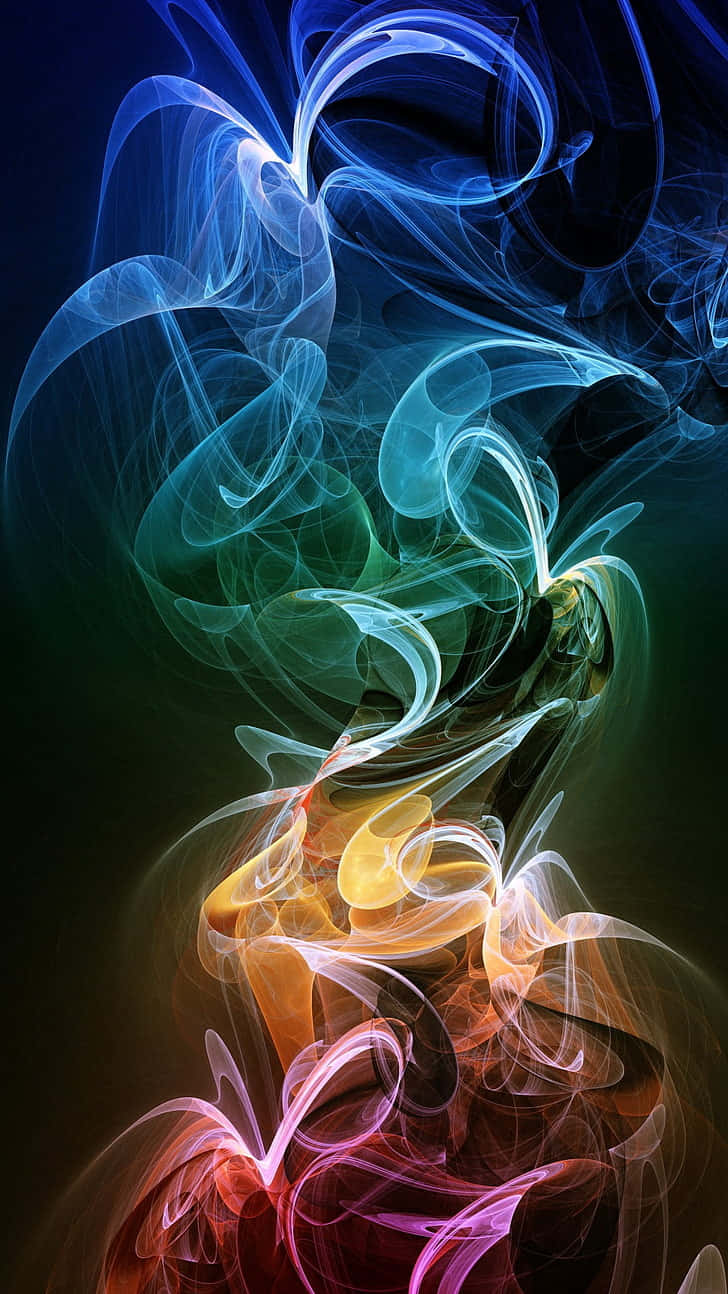 colorful smoke, blue green yellow and pink, swirling smoke, HD Phone Wallpaper