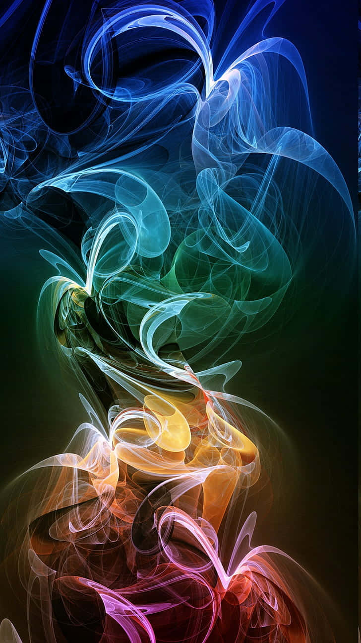 colorful smoke, blues greens yellows and pinks, swirling smoke, HD Phone Wallpaper