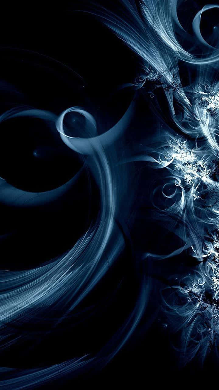 blue abstract smoke art, ethereal blue fractal swirls, deep black background, HD Phone Wallpaper