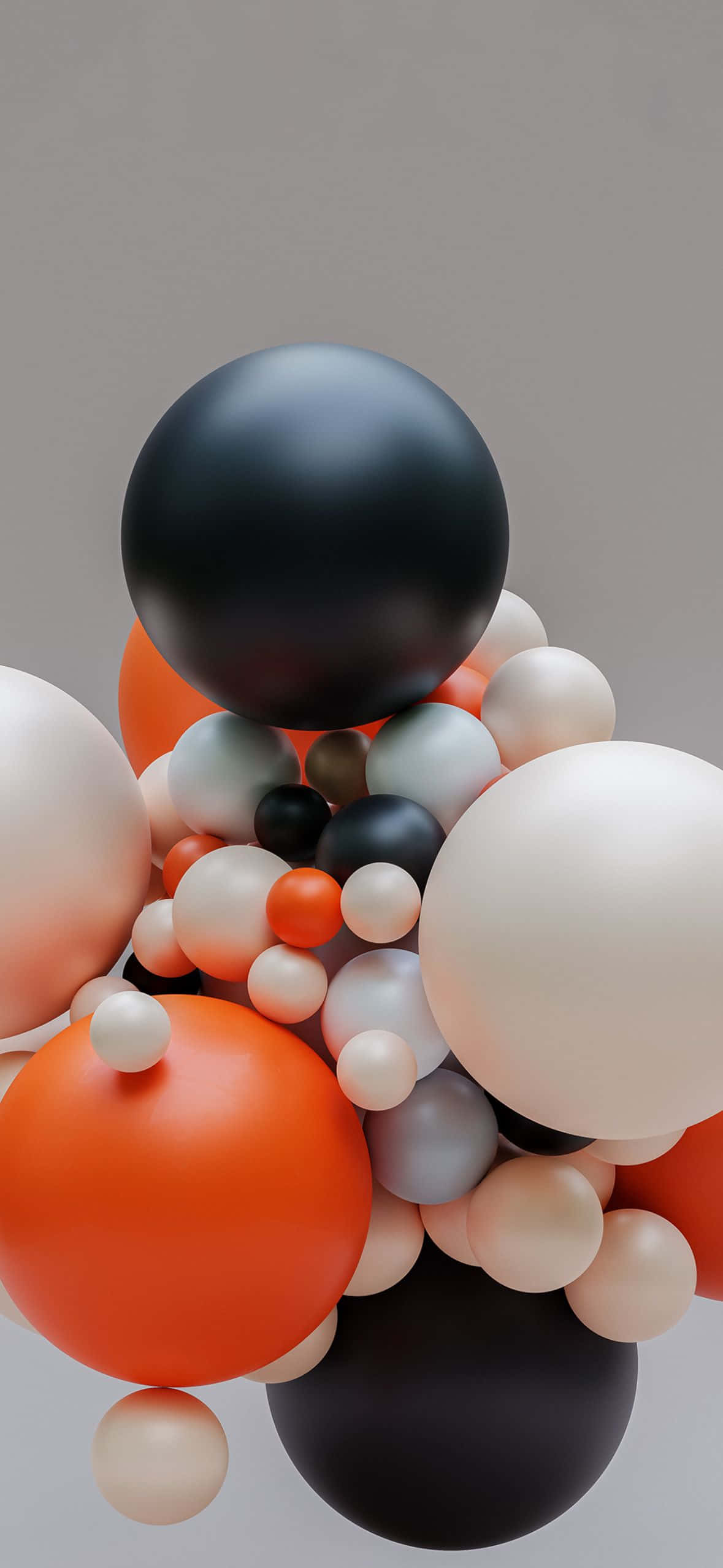 matte spheres, black, orange, Full HD Phone Wallpaper