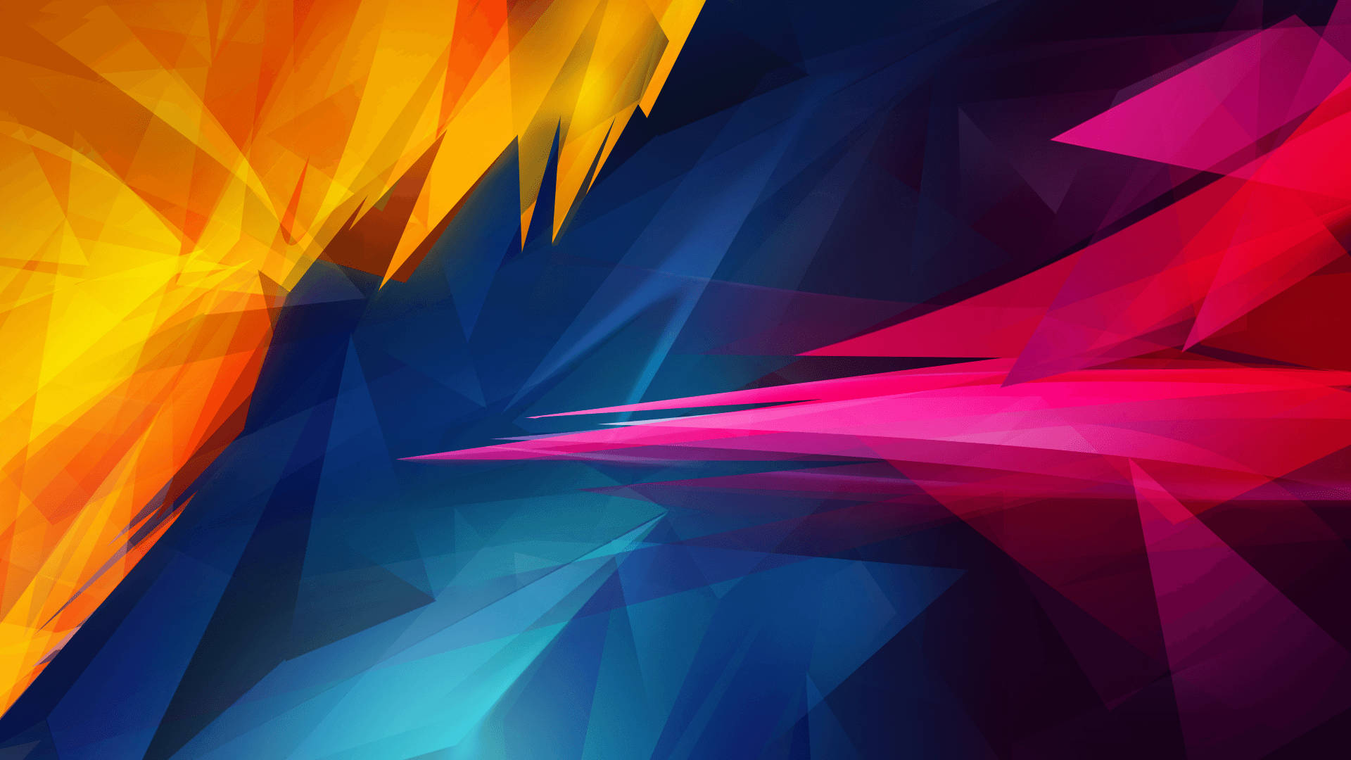 geometric polygon abstract, triangular facets, fiery orange, Full HD Desktop Wallpaper