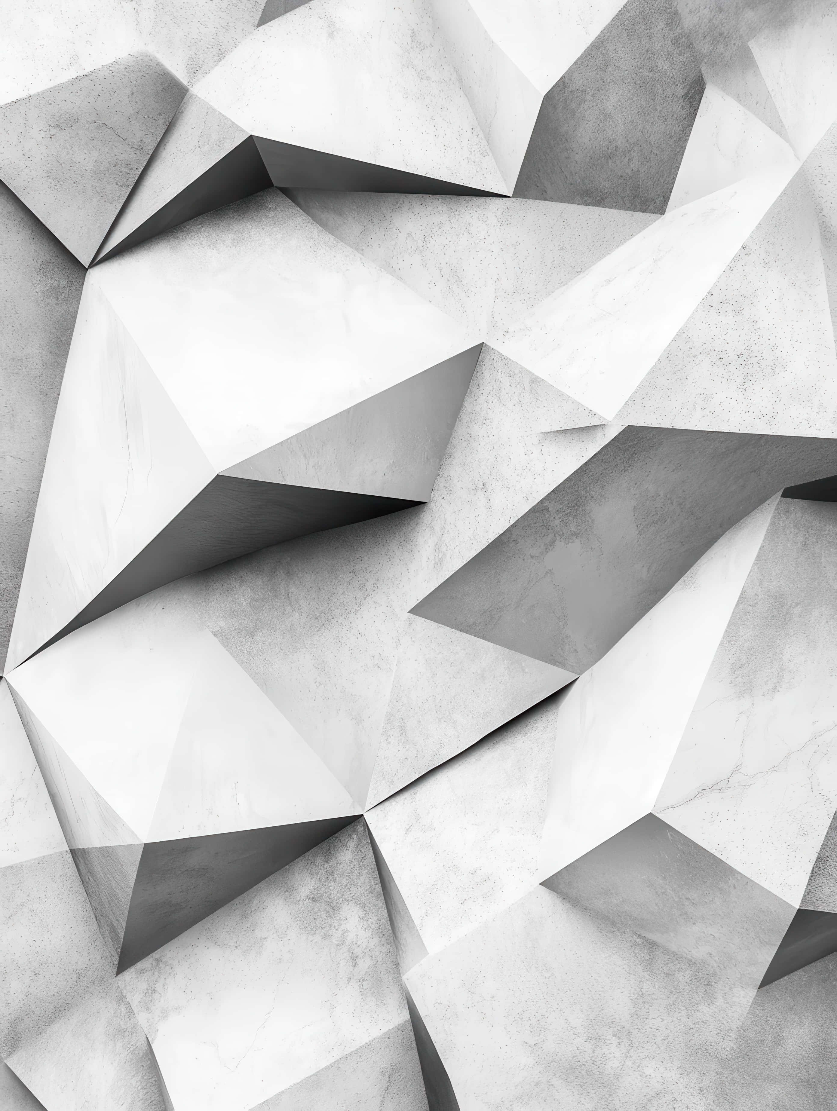 geometric abstract background, concrete polygonal shapes, monochrome gray tones, 2K Phone Wallpaper