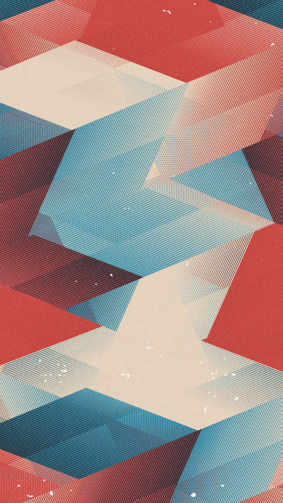 retro geometric pattern, red, blue, Full HD Phone Wallpaper