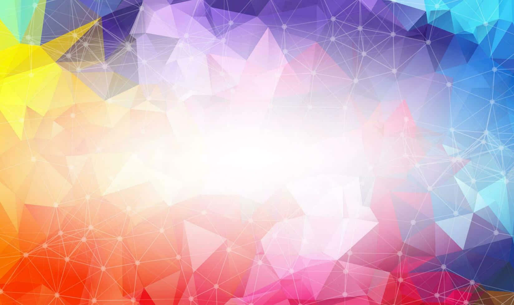 colorful abstract polygon, triangular facets, glowing white lines, HD Desktop Wallpaper