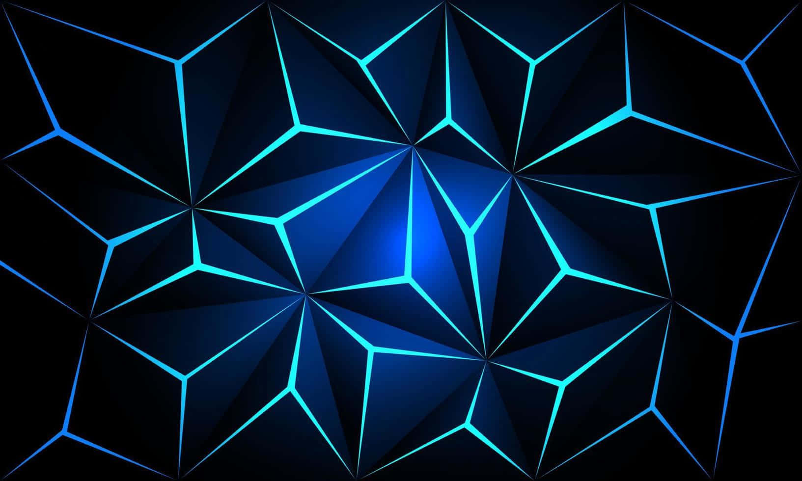 abstract blue polygonal background, glowing blue hexagons, starbursts, HD Desktop Wallpaper