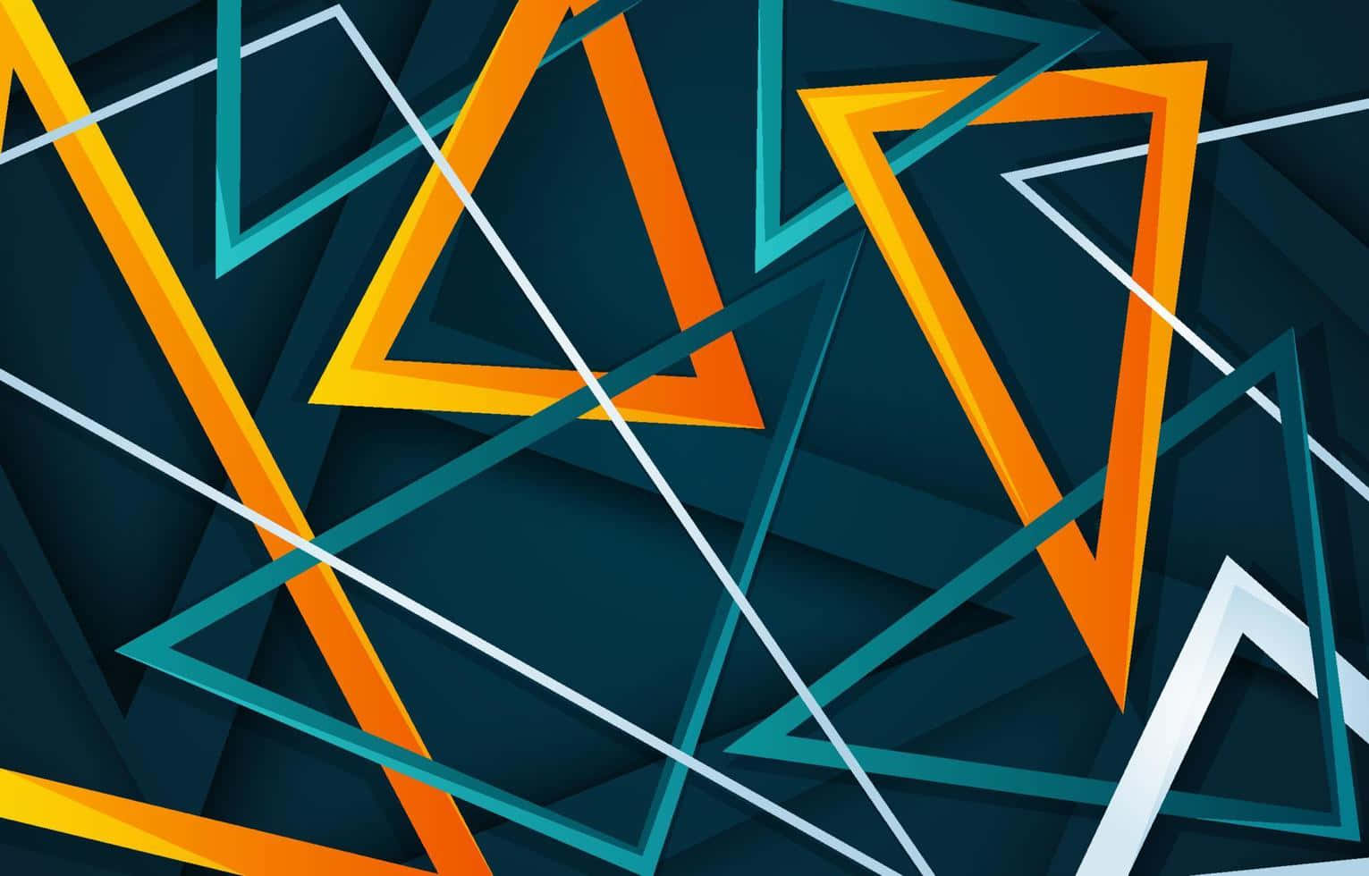 abstract triangular geometry, vibrant orange teal and white, geometric triangles, HD Desktop Wallpaper