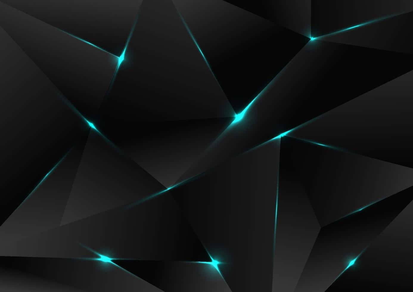 abstract black polygon, blue edges, glowing teal light streaks, HD Desktop Wallpaper