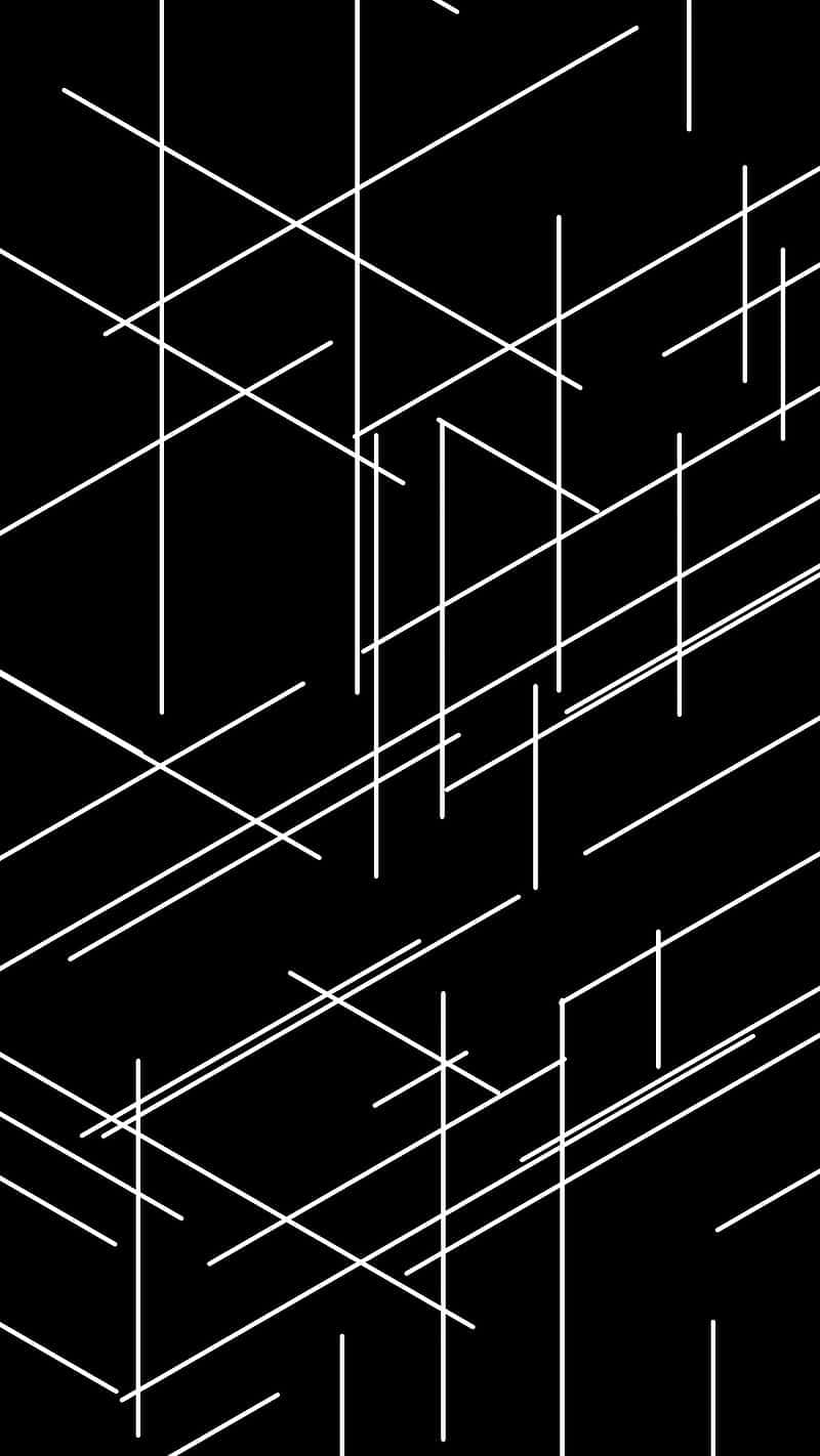 abstract geometric lines, black background, white geometric lines, HD Phone Wallpaper