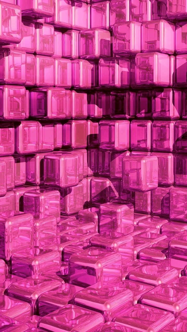magenta cubes, glossy pink translucent cubes, repeating geometric pattern, HD Phone Wallpaper