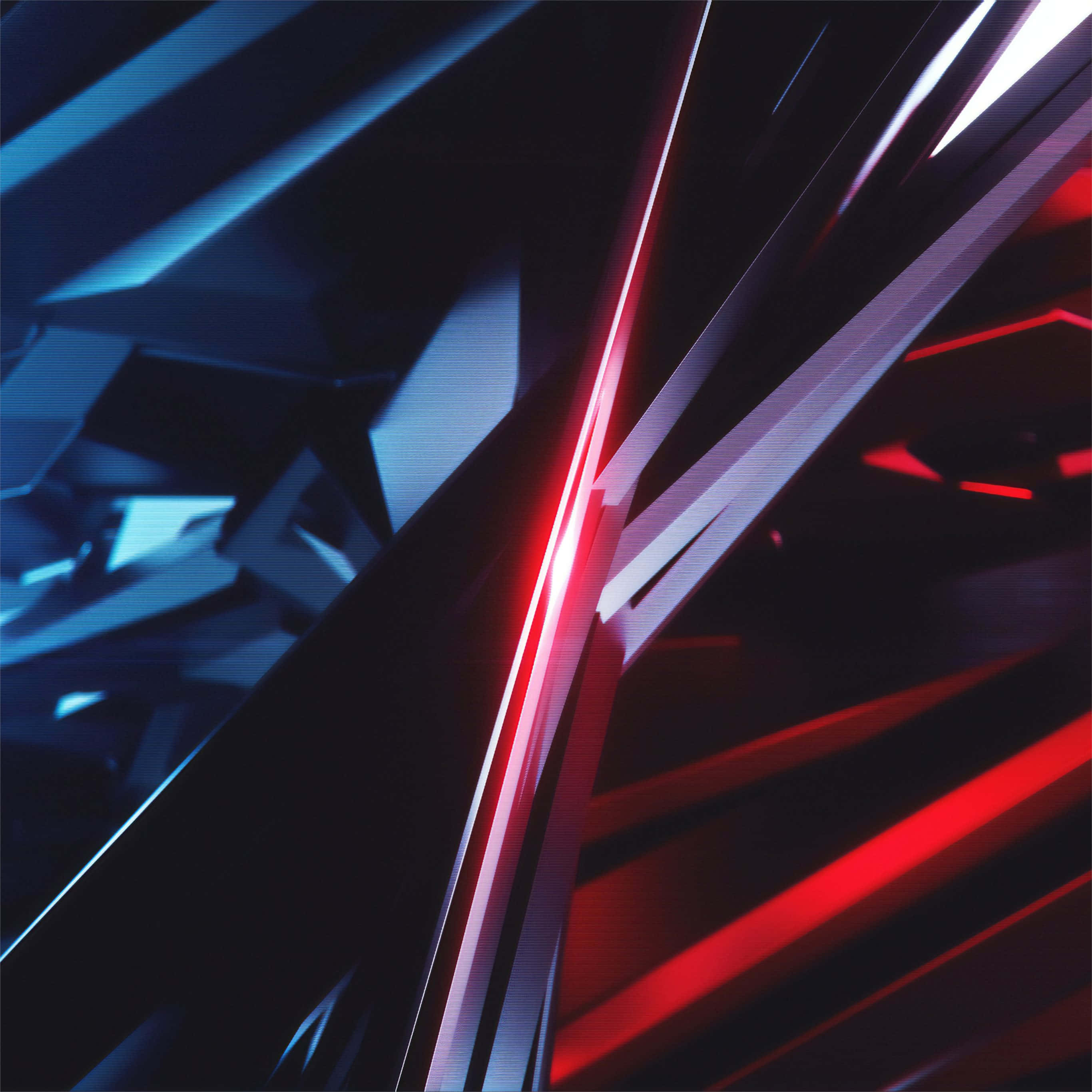 3D abstract, vibrant red and blue neon light streaks, dark abstract digital space, 2K Desktop Wallpaper