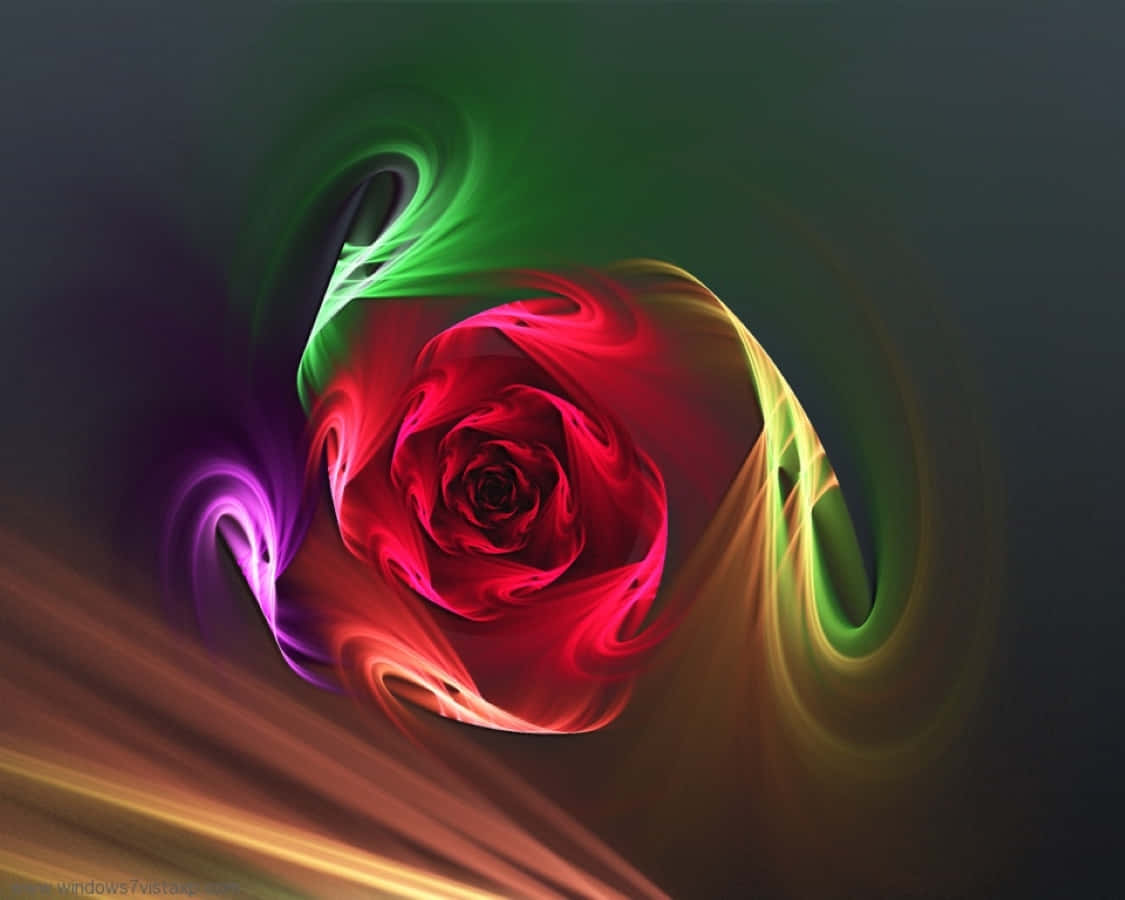 Abstract Rose, neon green, purple, SD Desktop Wallpaper