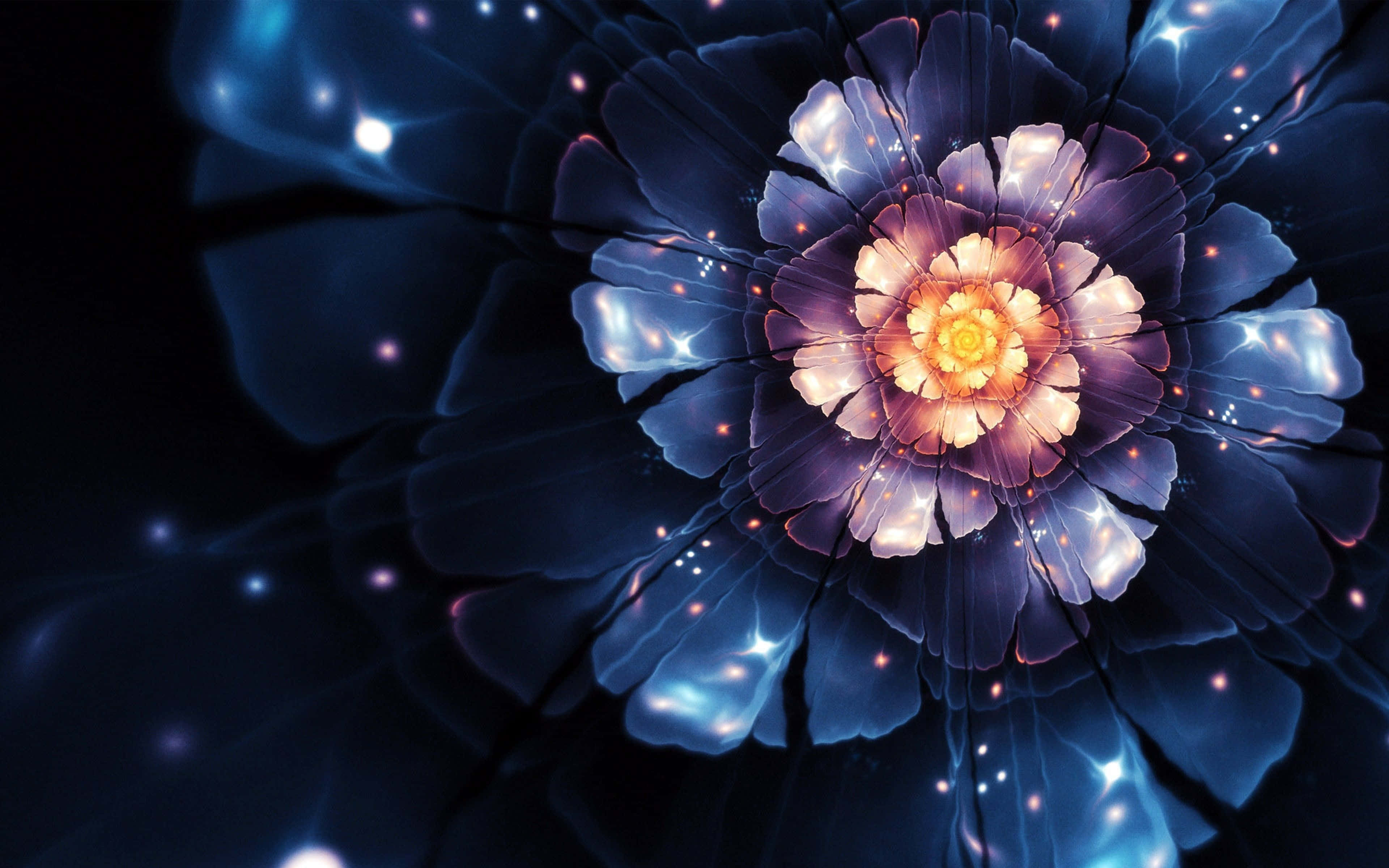 Abstract Rose, cosmic flower, glowing petals, 4K Desktop Wallpaper