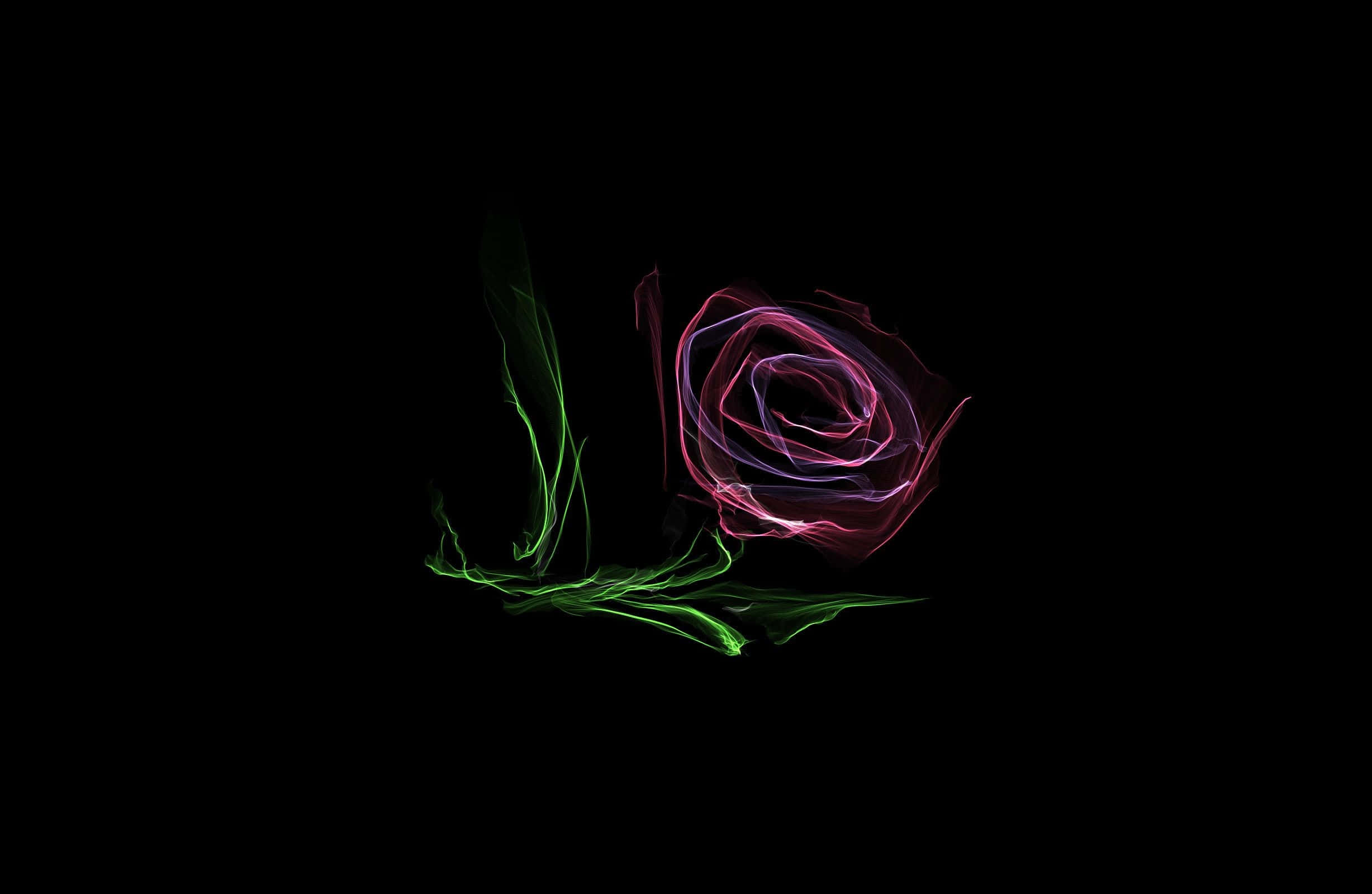 Abstract Rose, neon rose, black background, Full HD Desktop Wallpaper