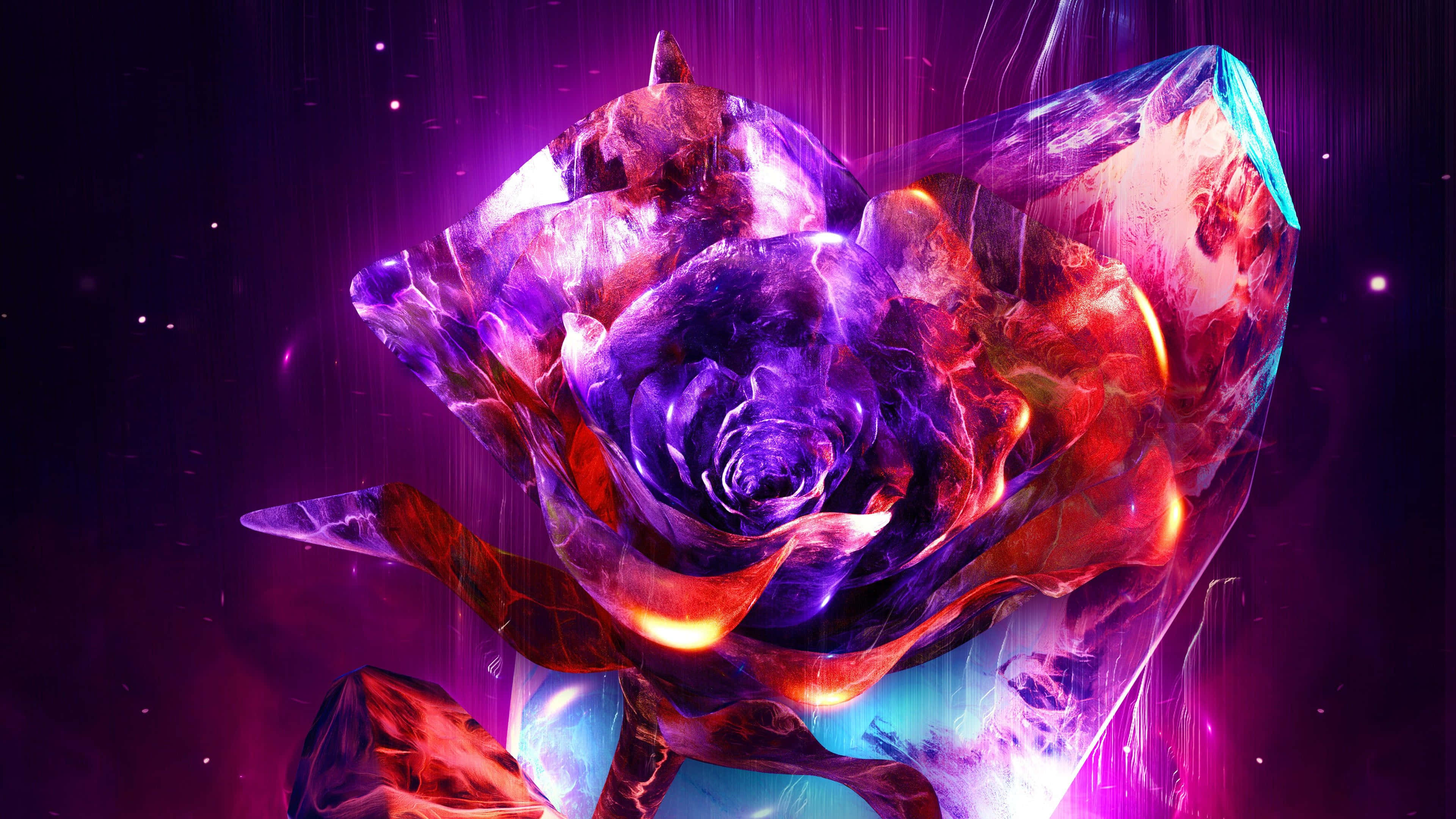 abstract rose, crystalline rose, fiery orange, 4K Desktop Wallpaper