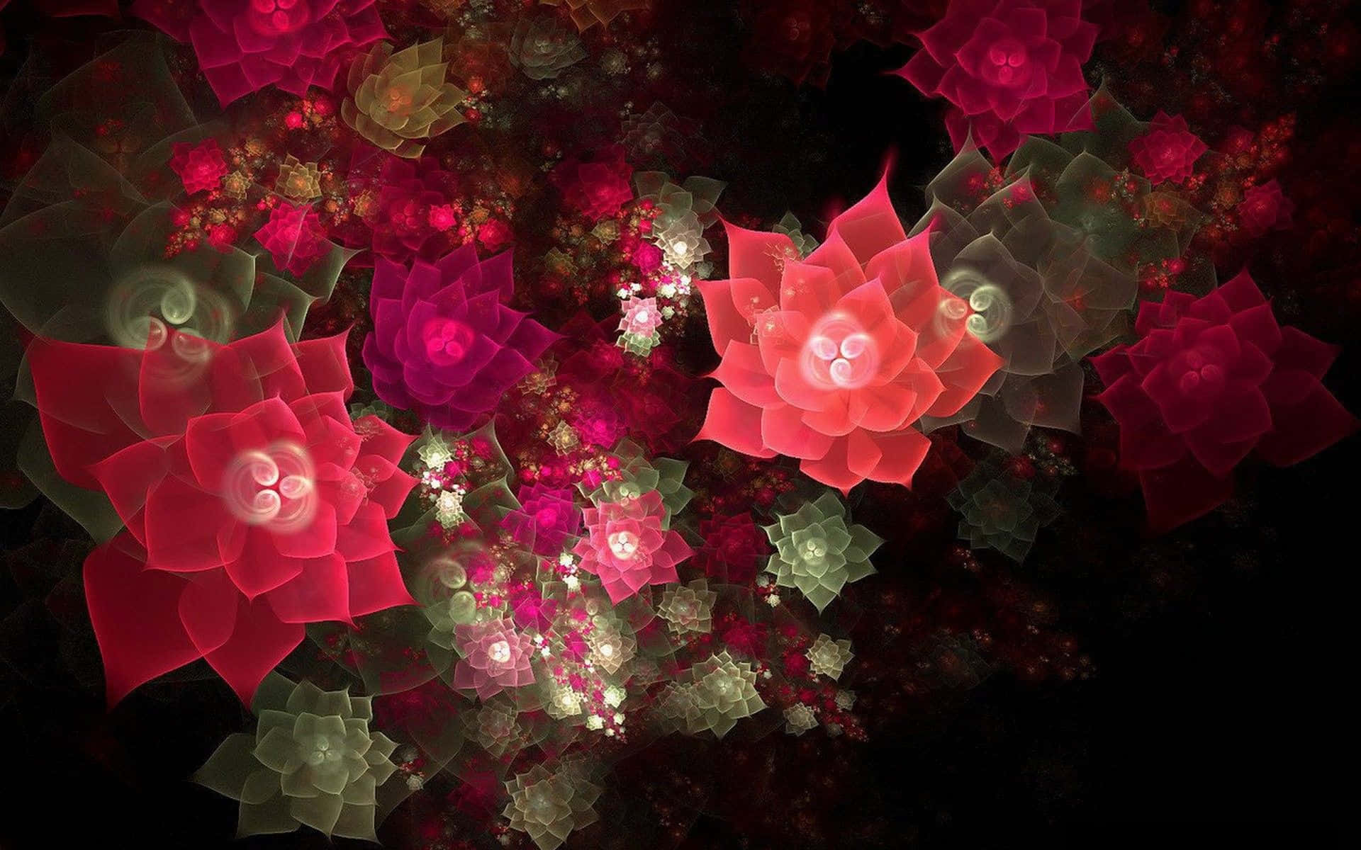 abstract rose, fractal flowers, glowing reds, Full HD Desktop Wallpaper
