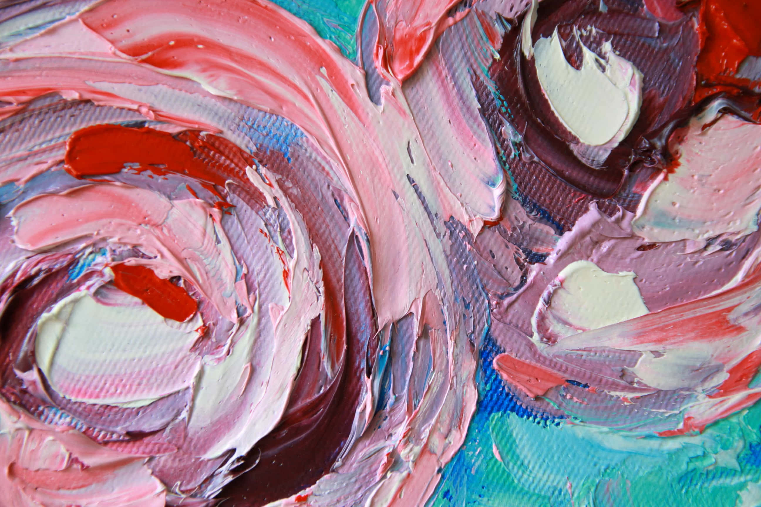abstract rose, pink red, teal, 2K Desktop Wallpaper