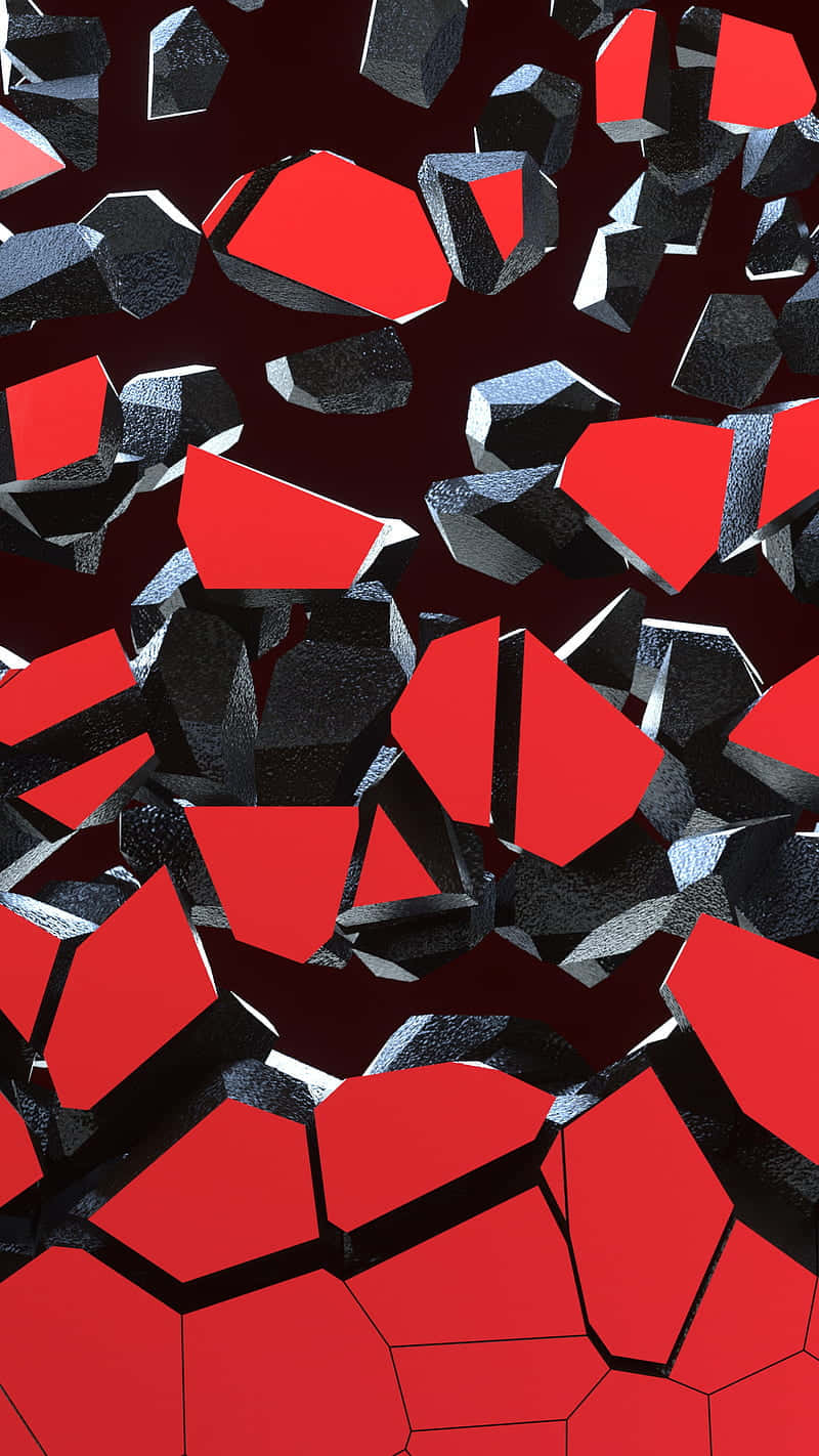 abstract redand black geometric shapes, vibrant red, charcoal shards, HD Phone Wallpaper