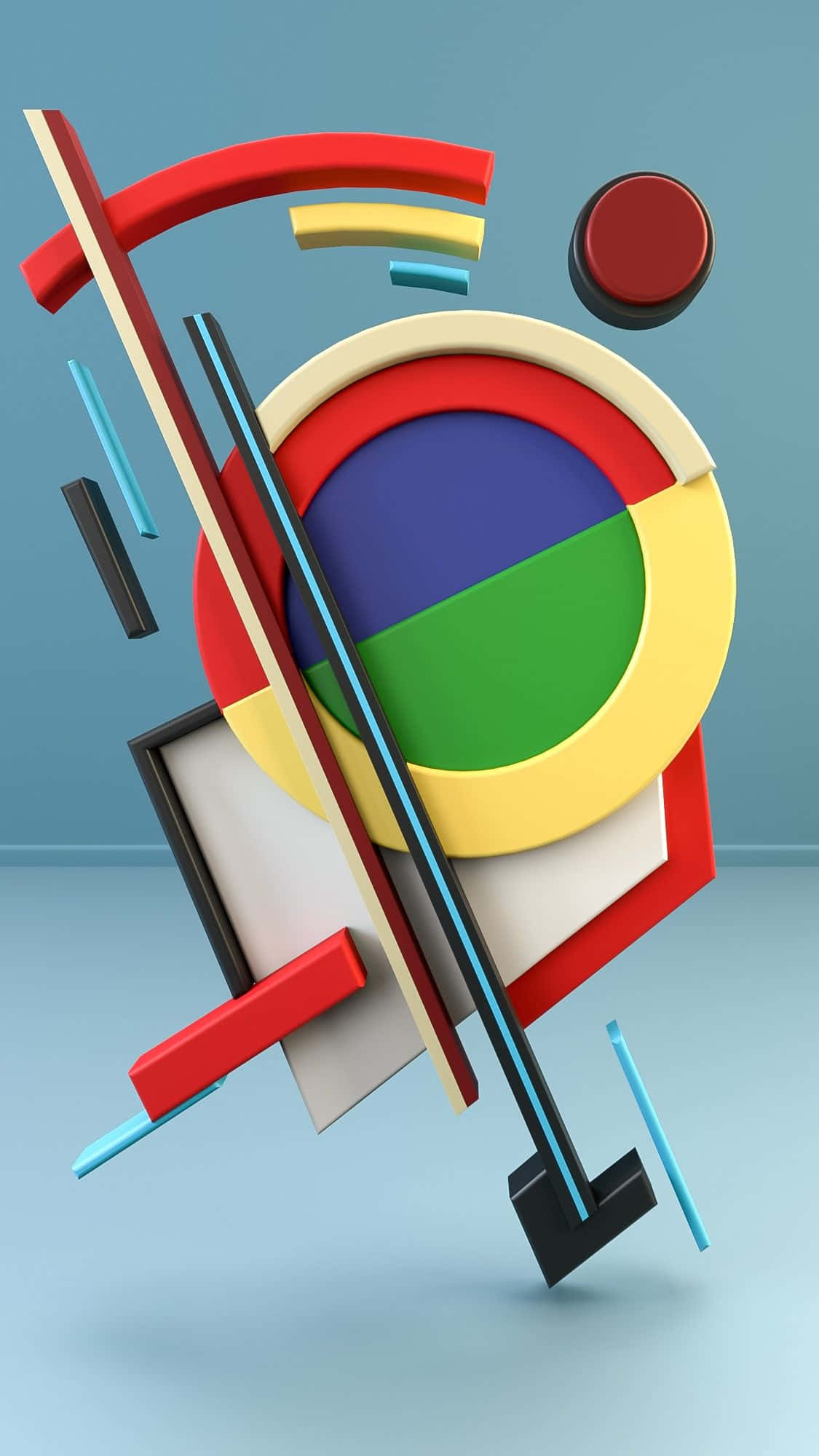 Constructivism, 3d shapes, bold colors, Full HD Phone Wallpaper