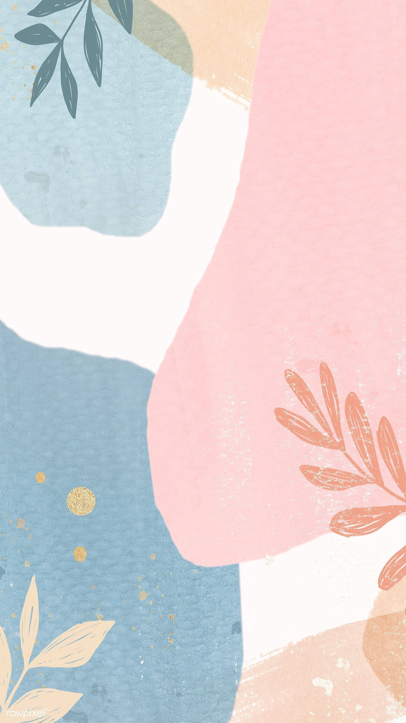 pastel abstract, soft pastel abstract shapes, delicate leaf motifs, Full HD Phone Wallpaper